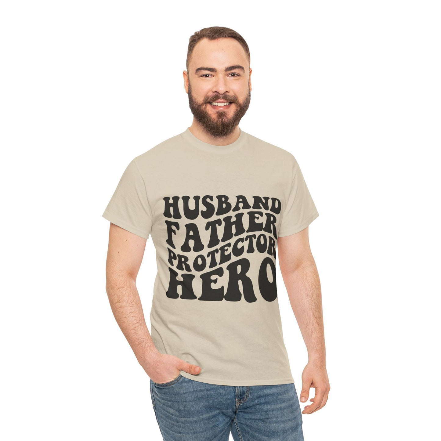 Husband Father Protector Hero Unisex Heavy Cotton Tee