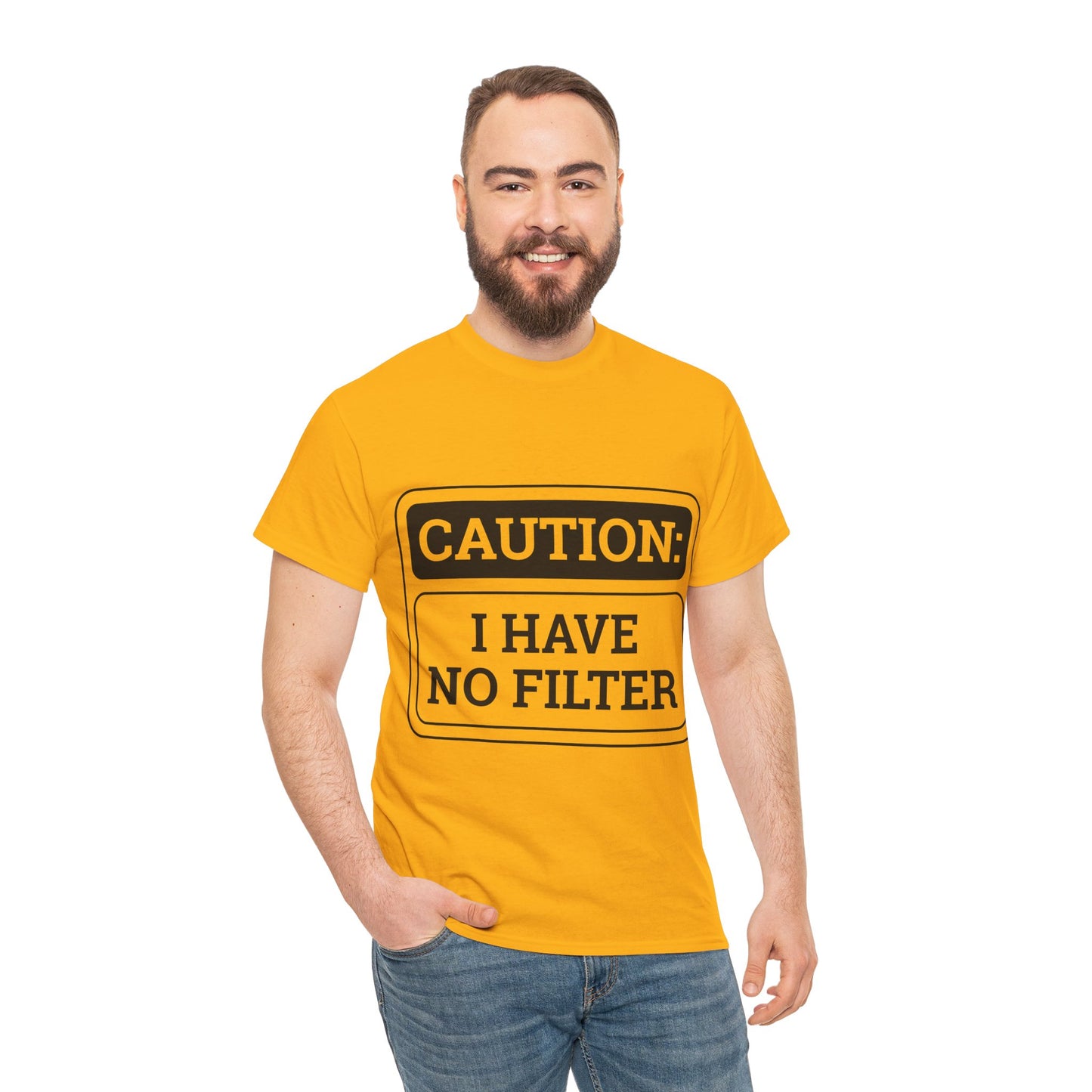 Caution I Have No Filter Unisex Heavy Cotton Tee