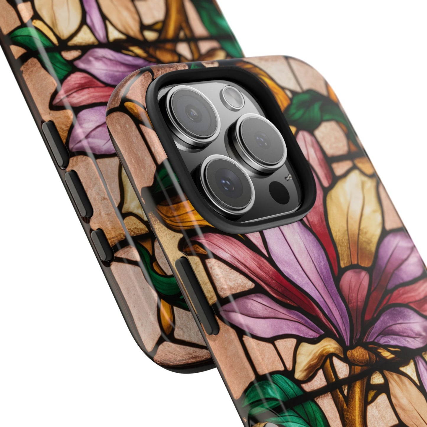 Stained Glass Floral Tough Phone Case - Stylish & Durable Protection