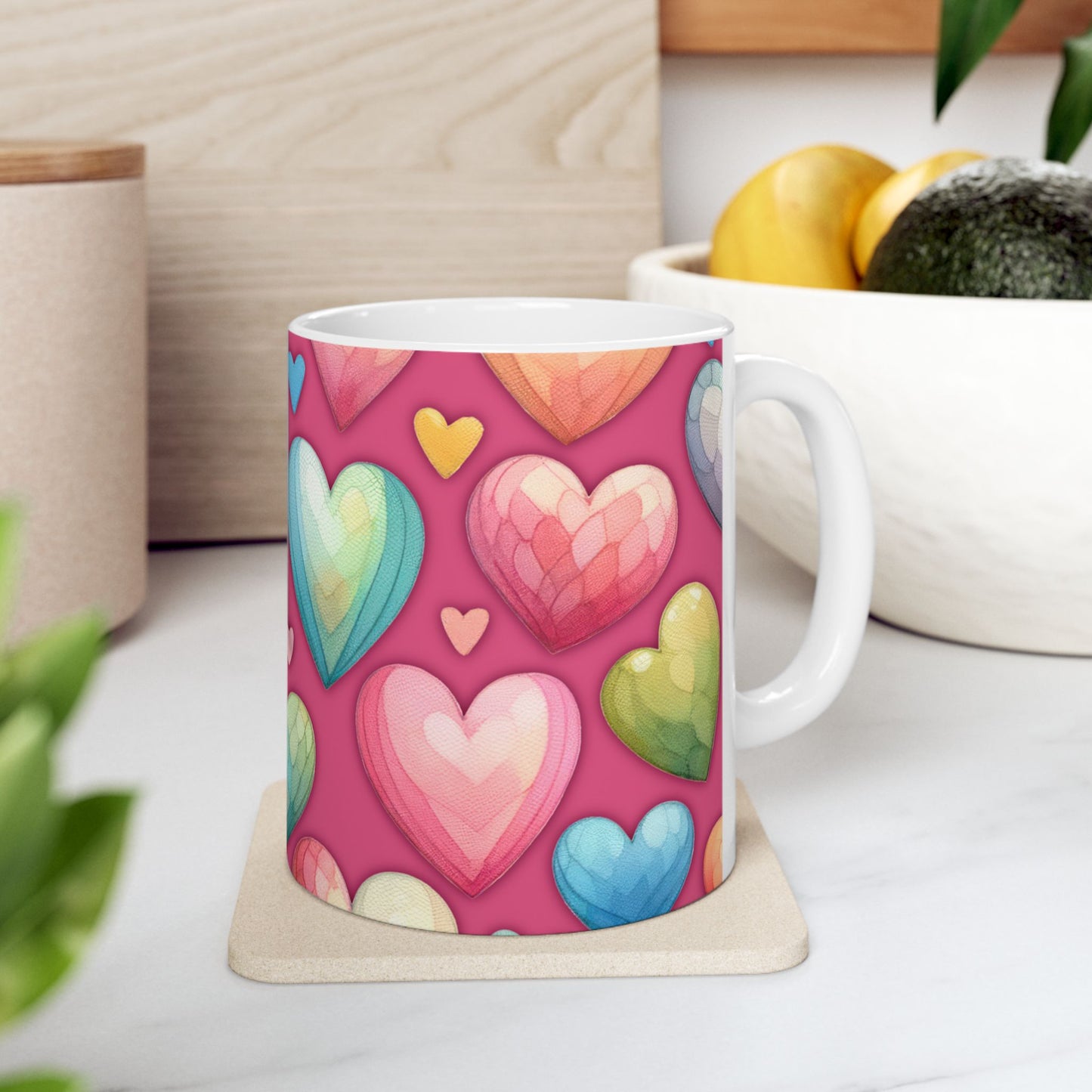 Pastel Hearts Mug Ceramic Mug, (11oz, 15oz)