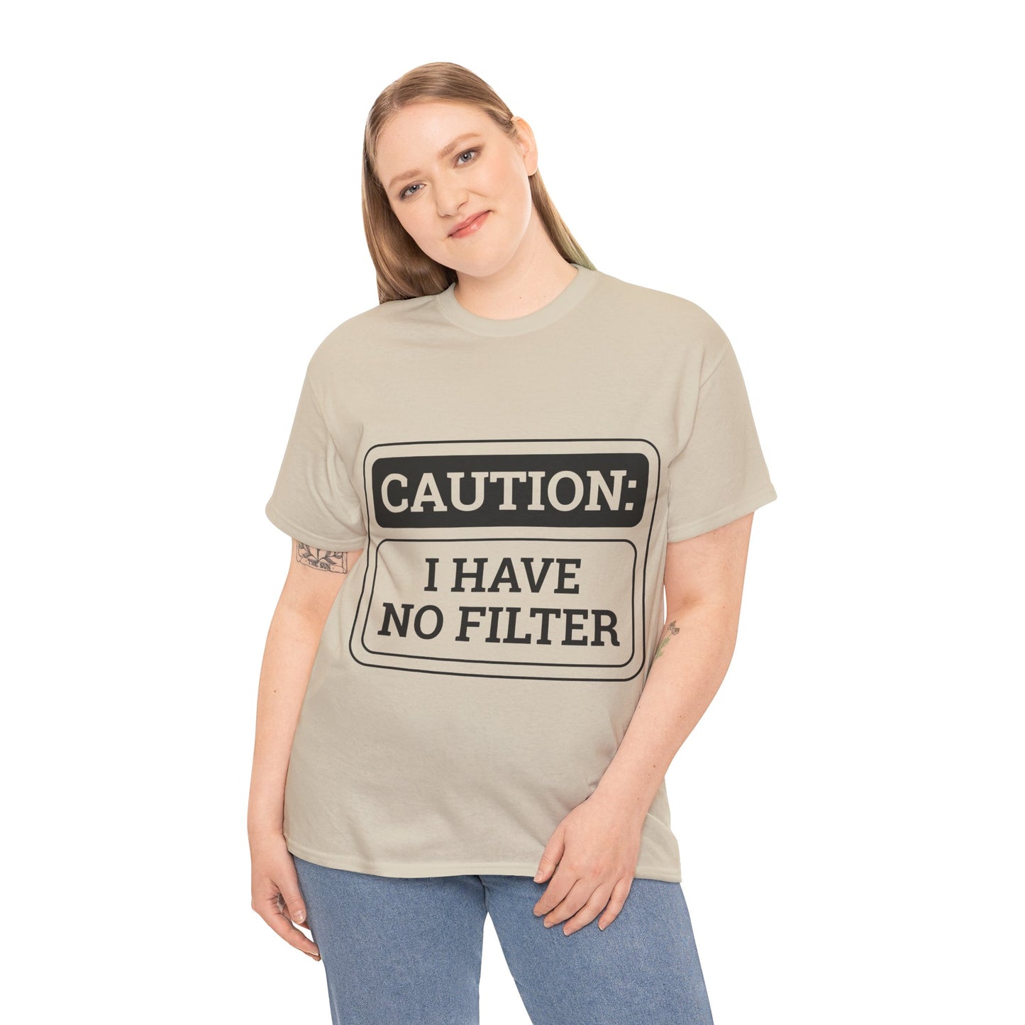 Caution I Have No Filter Unisex Heavy Cotton Tee