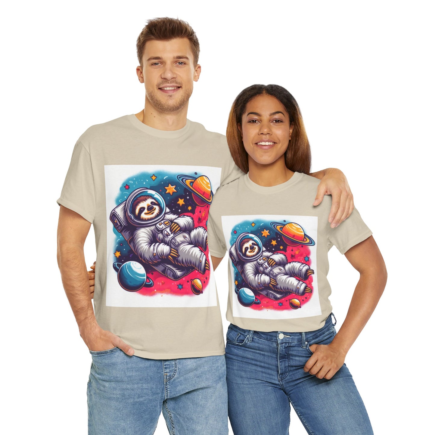 Sloth In Space Unisex Heavy Cotton Tee