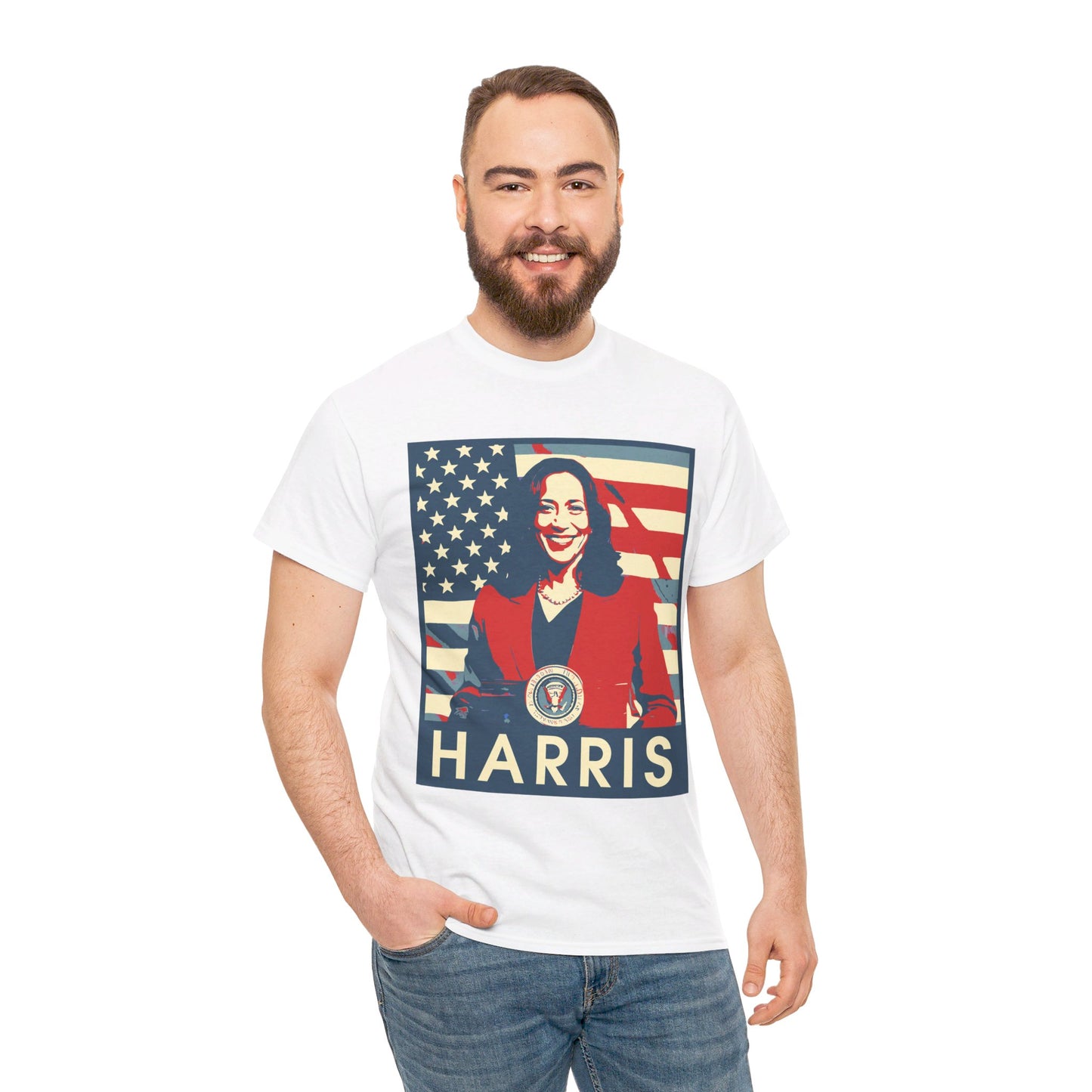 Kamala Harris American Flag Unisex Heavy Cotton Tee