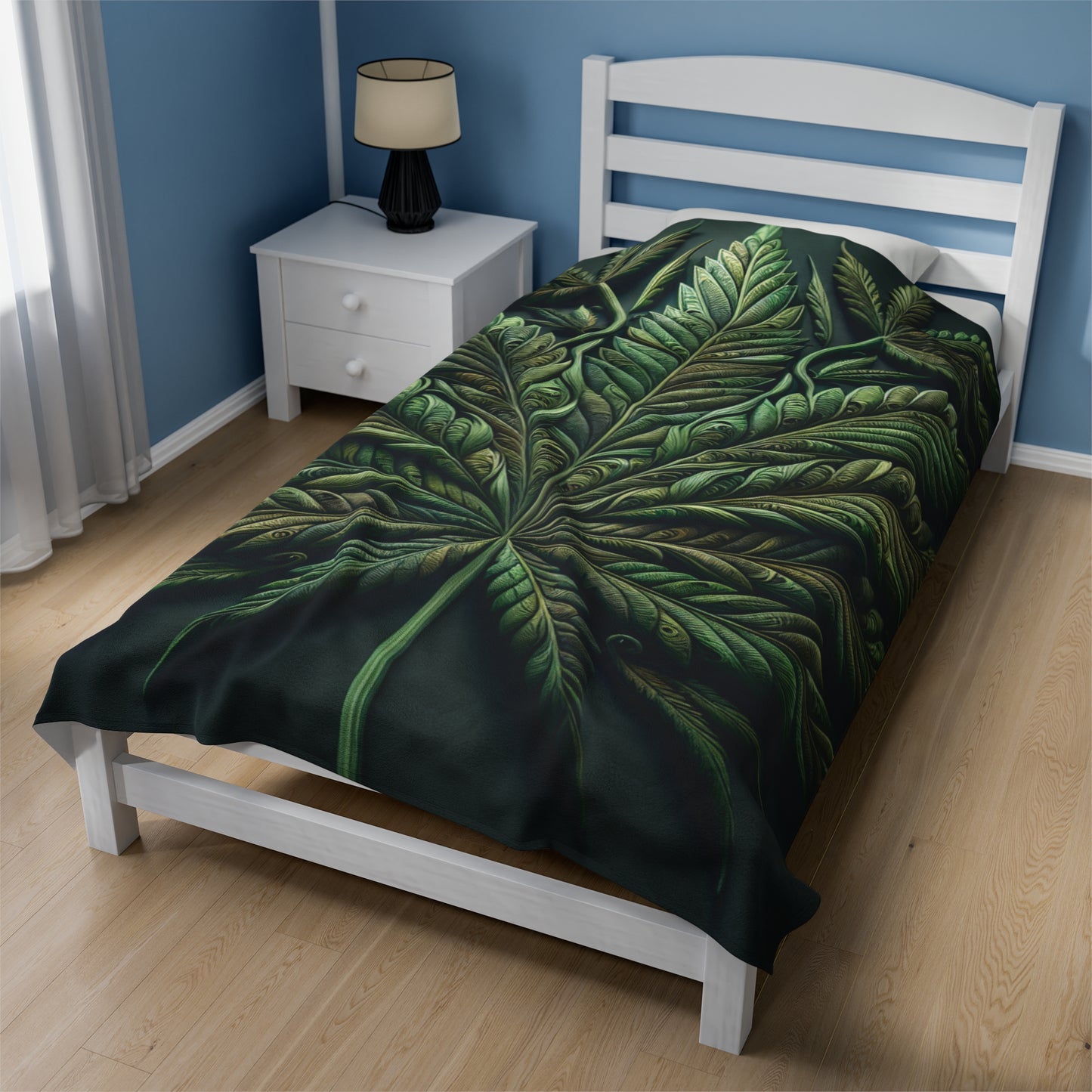 Cannabis Leaf Velveteen Plush Blanket, Ultra-Soft, Customizable, and Cozy for Home or Gifts