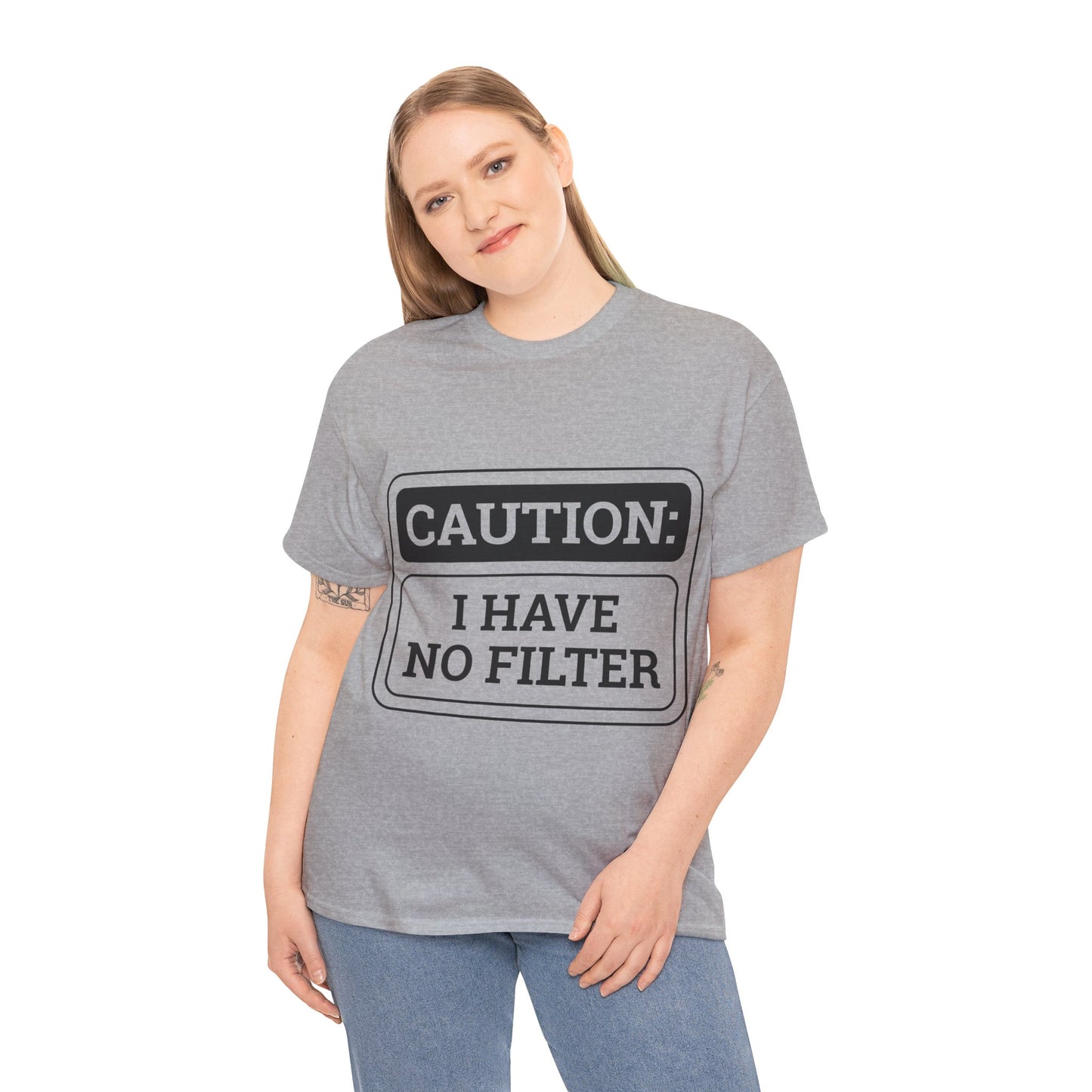 Caution I Have No Filter Unisex Heavy Cotton Tee