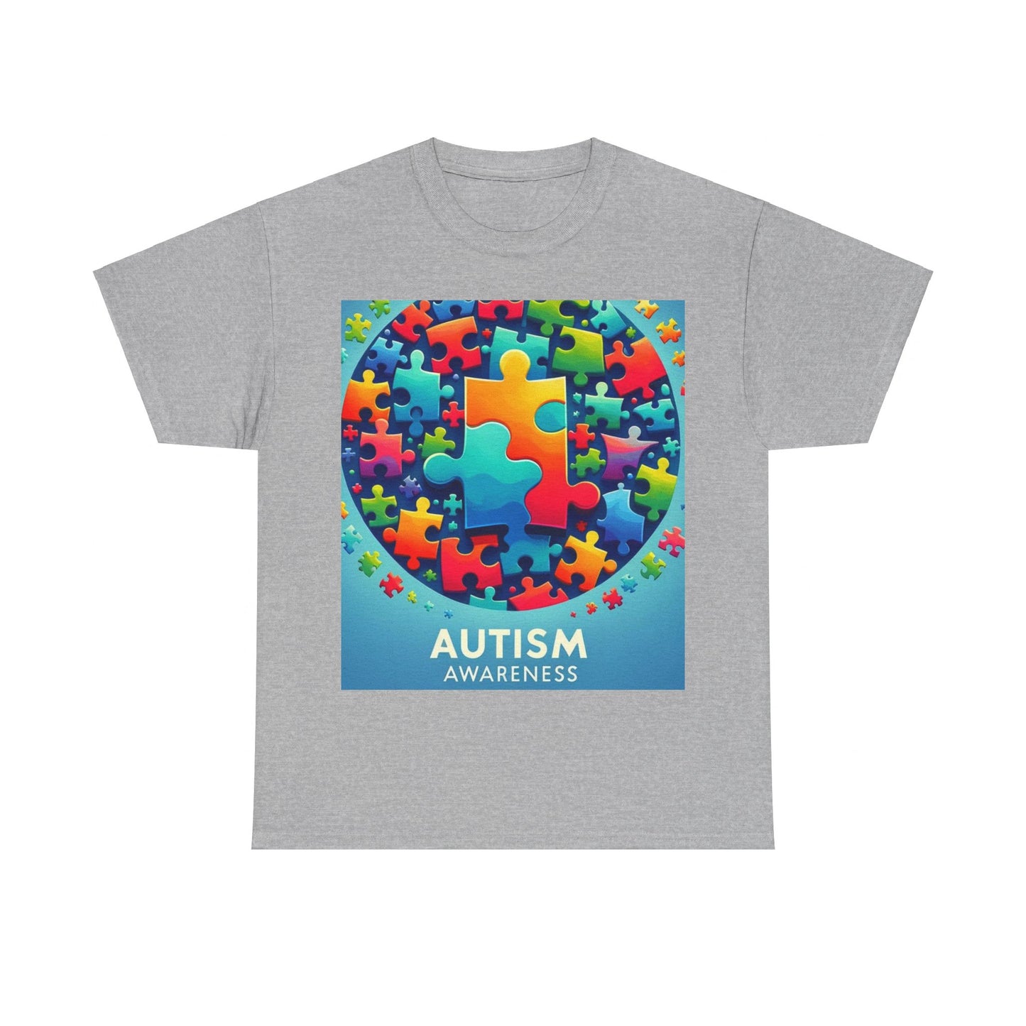 Puzzle Circle Autism Awareness Unisex Heavy Cotton Tee