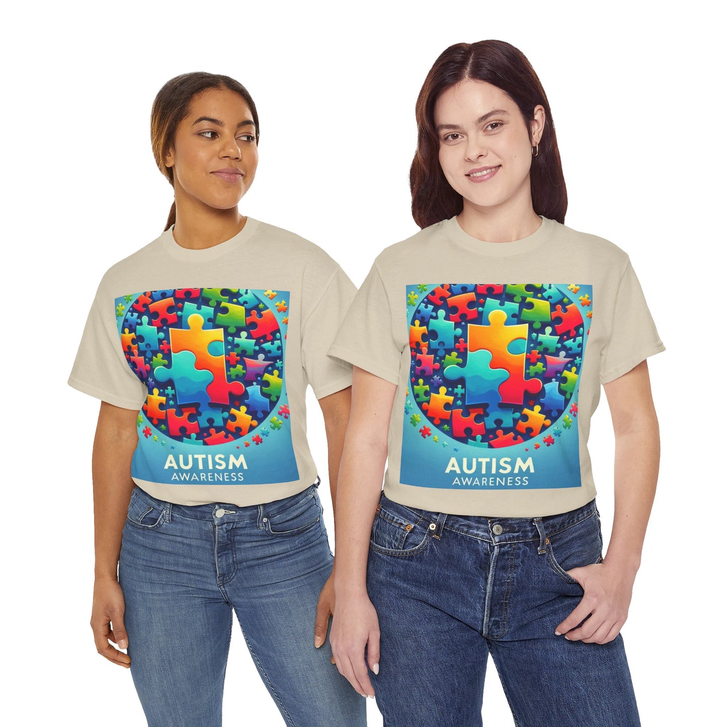 Puzzle Circle Autism Awareness Unisex Heavy Cotton Tee