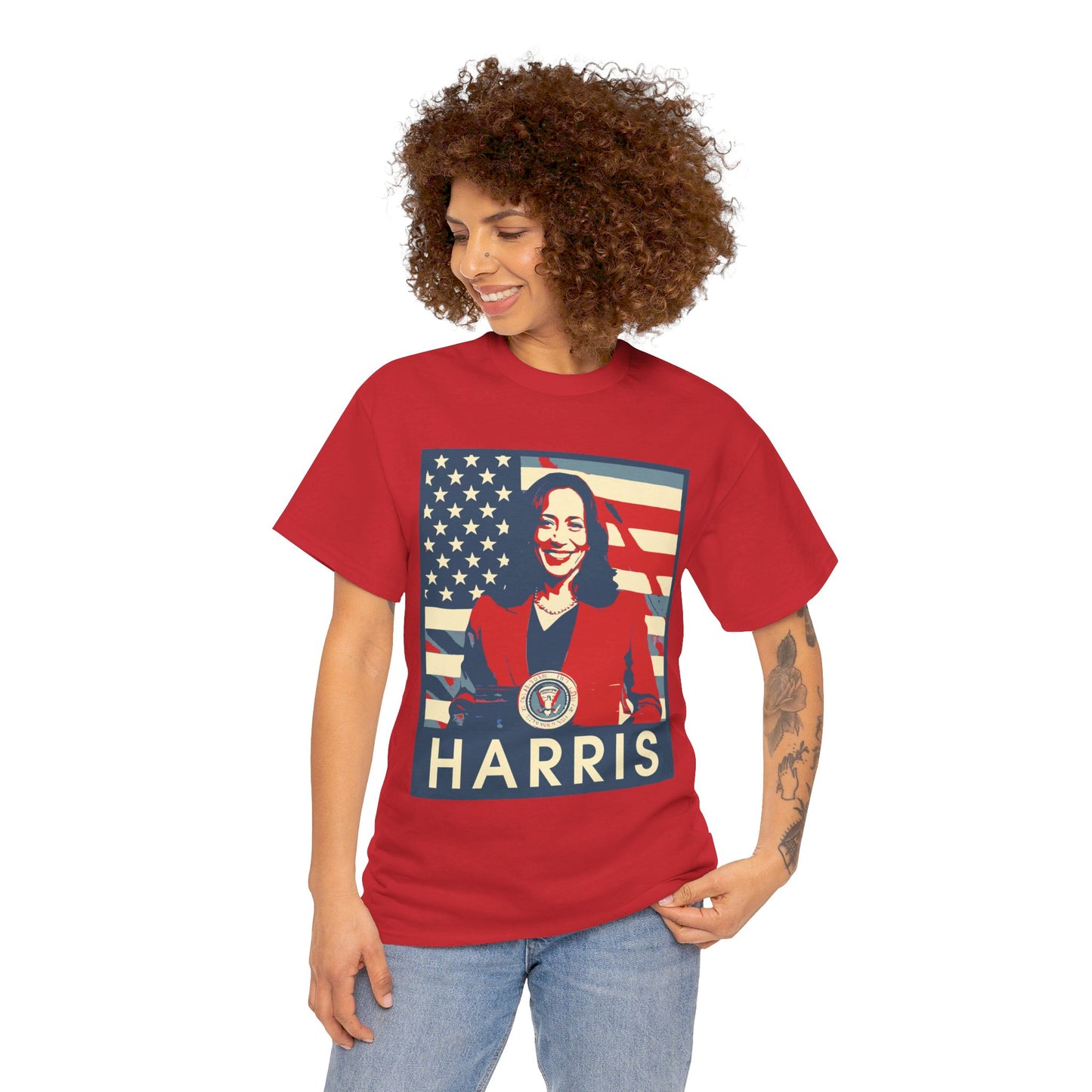 Kamala Harris American Flag Unisex Heavy Cotton Tee