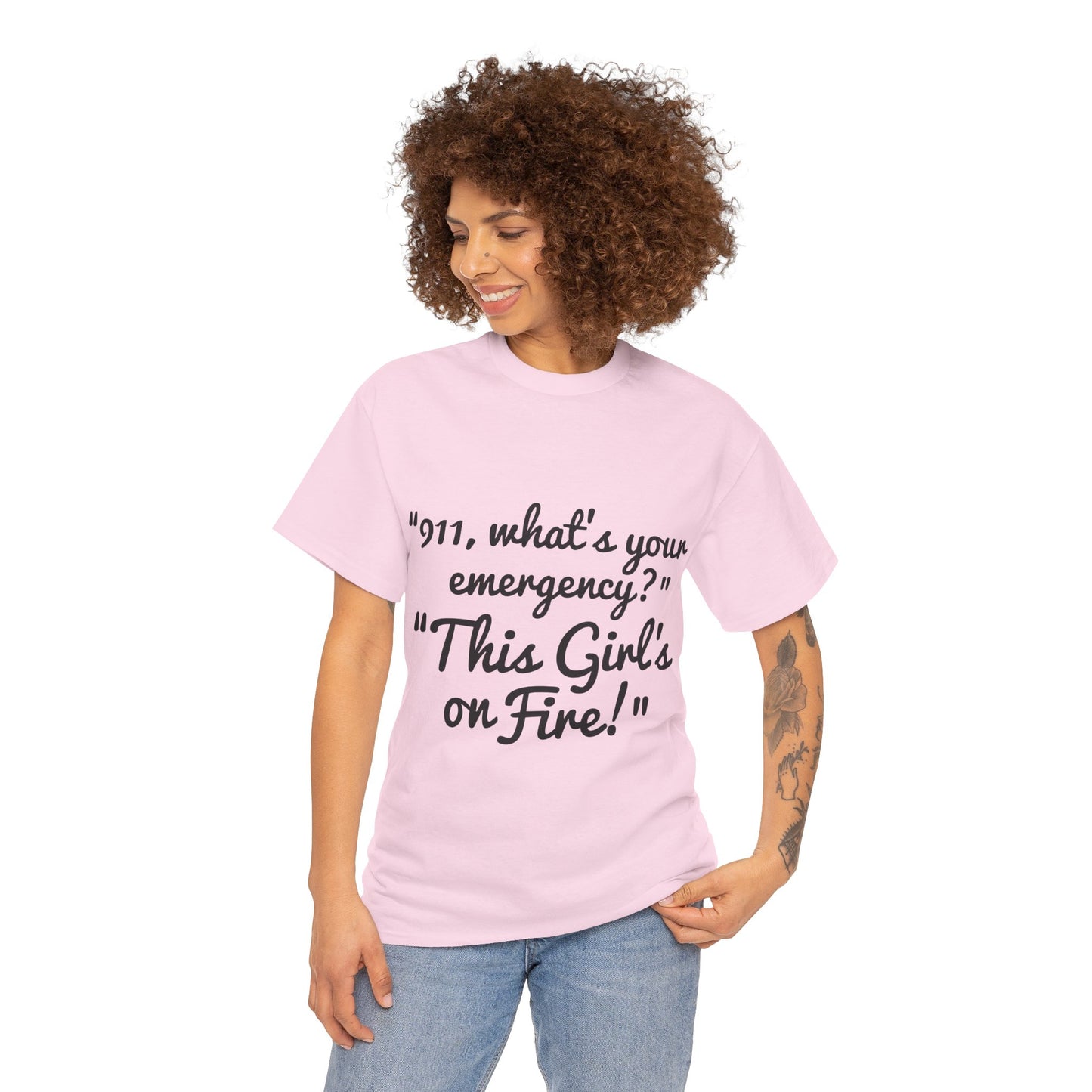 This Girl's On Fire Unisex Heavy Cotton Tee