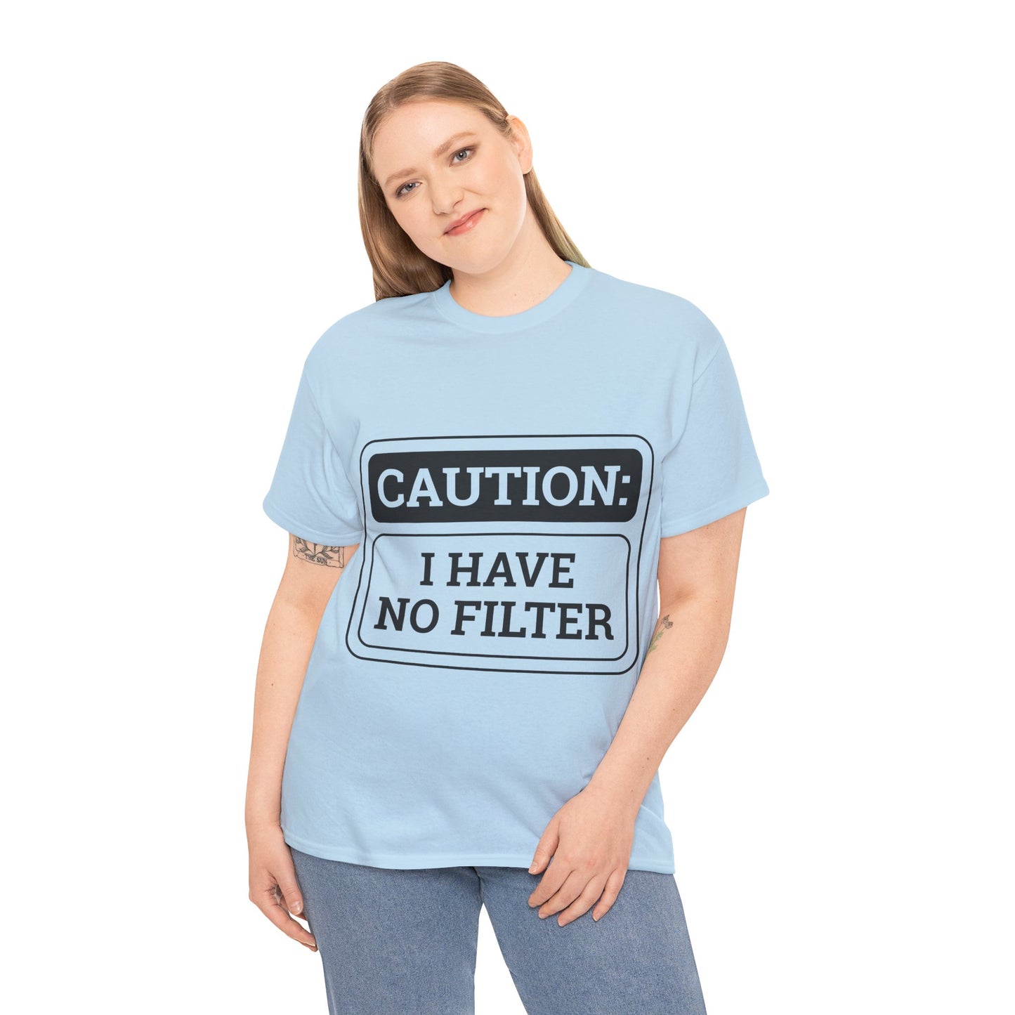 Caution I Have No Filter Unisex Heavy Cotton Tee