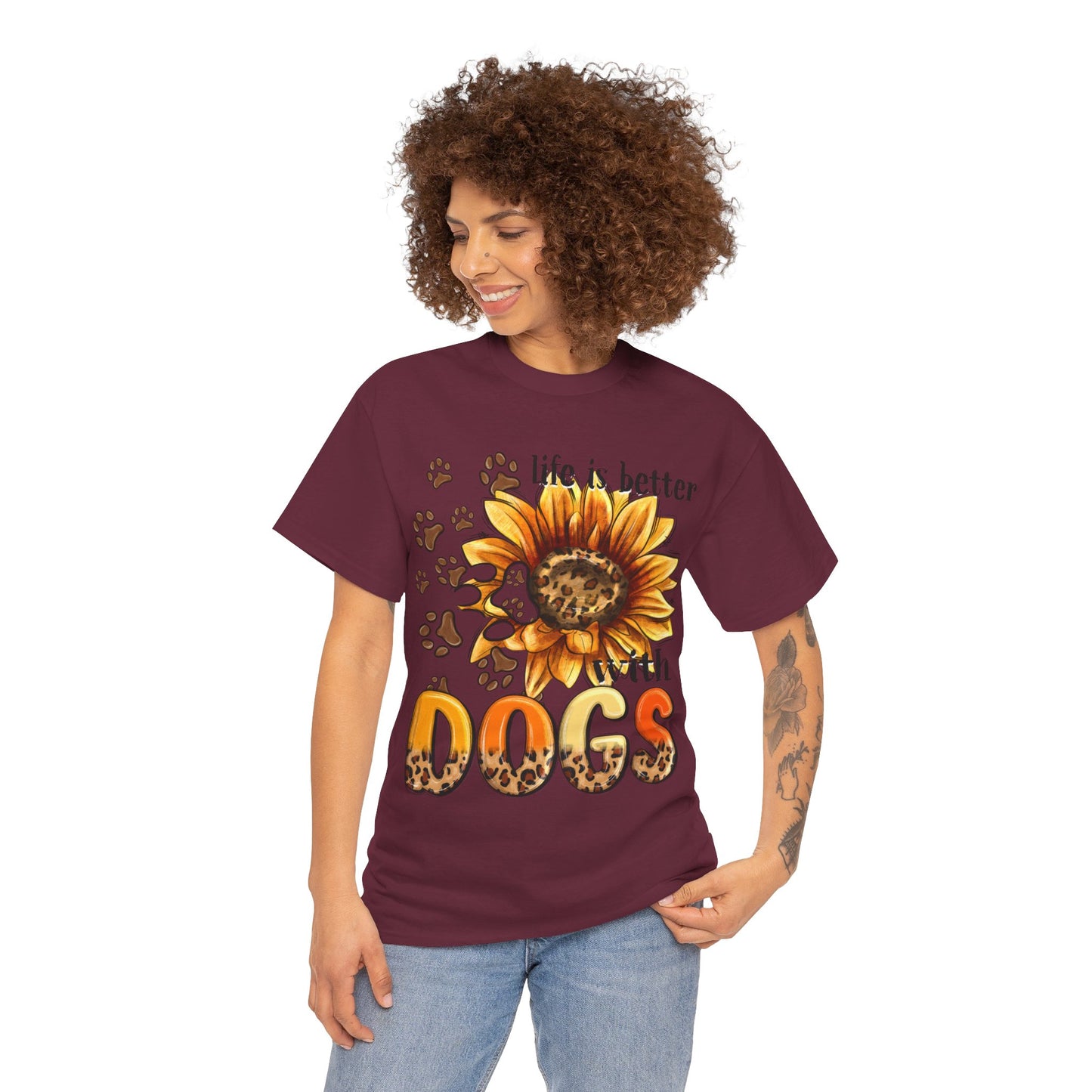 Life Is Better With Dogs Unisex Heavy Cotton Tee