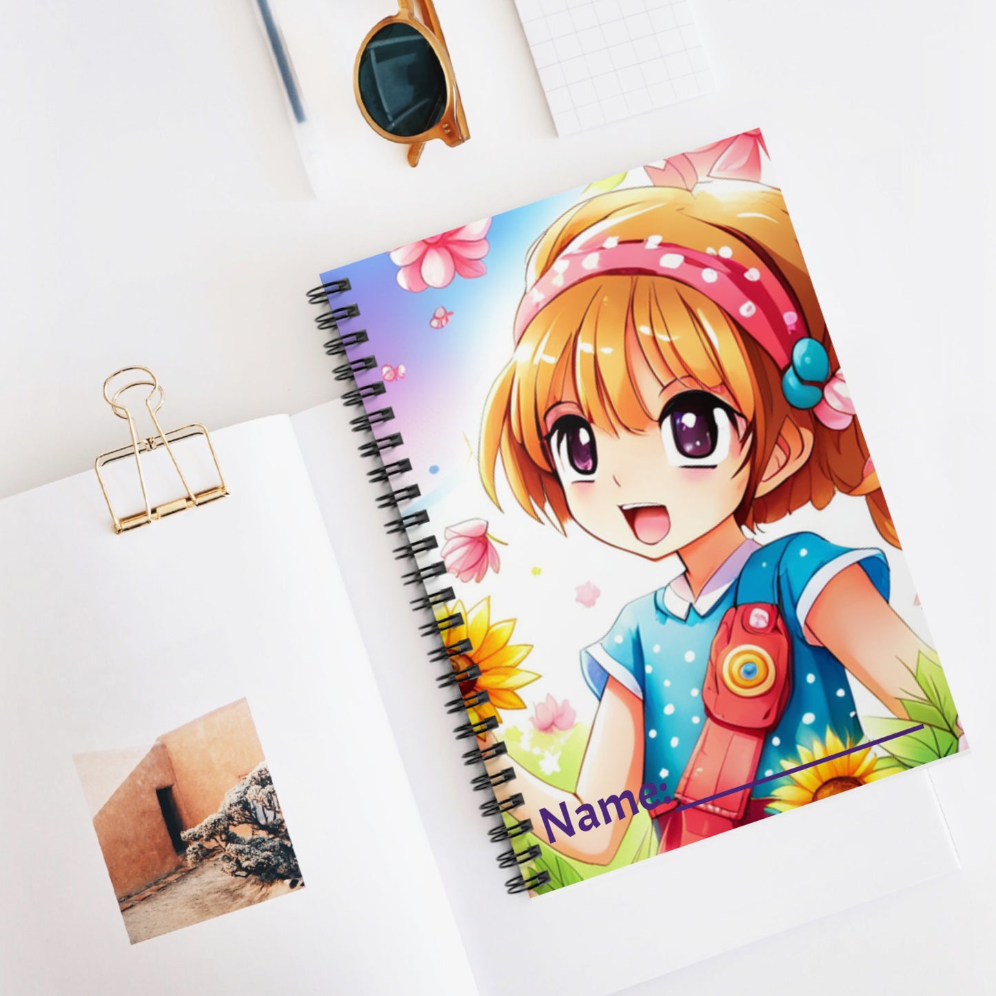 Anime Flower Girl Spiral Notebook - Ruled Line