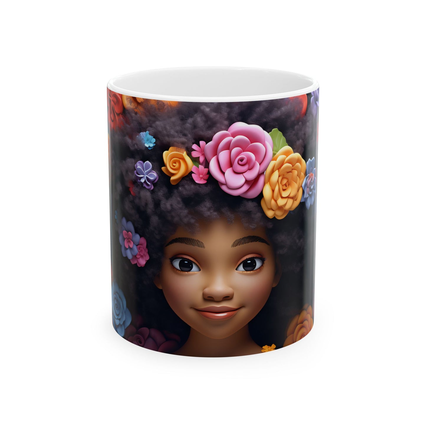 Young Flower Girl Ceramic Mug, (11oz, 15oz)