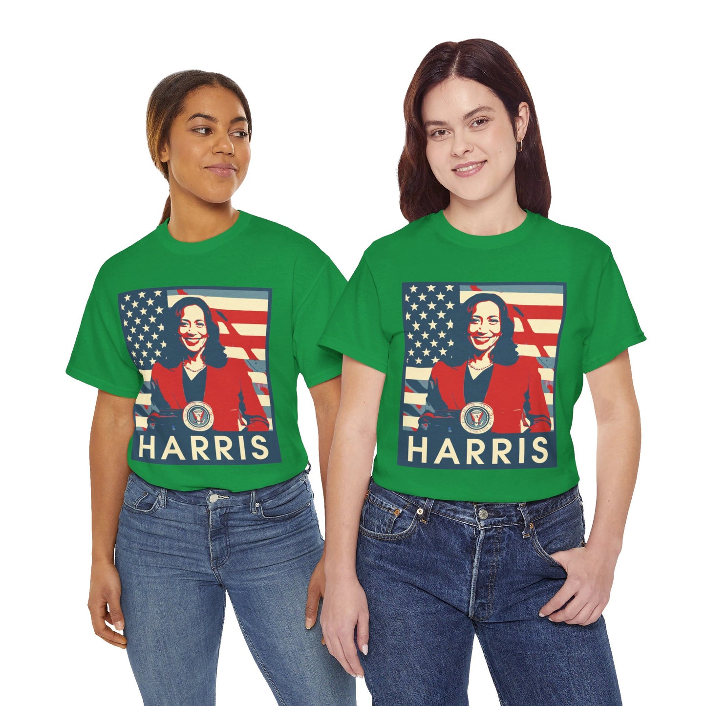 Kamala Harris American Flag Unisex Heavy Cotton Tee