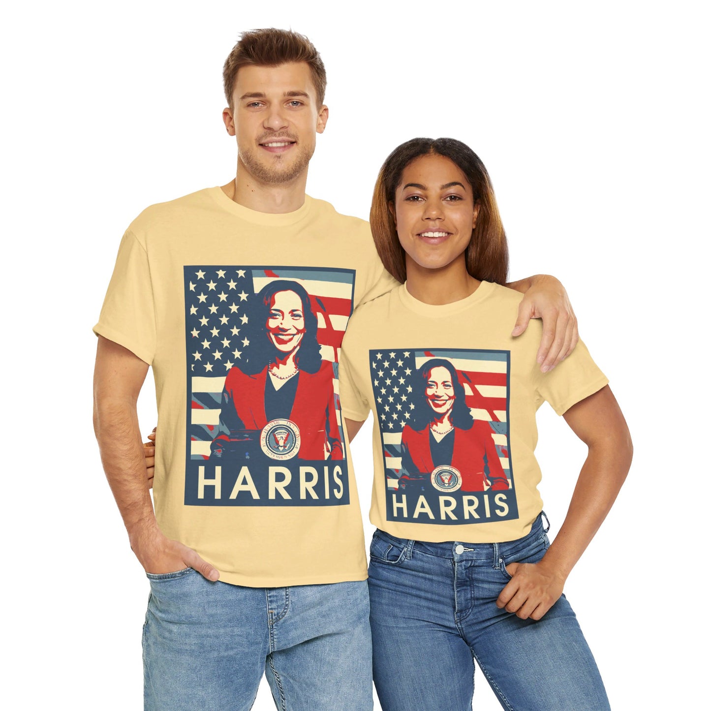 Kamala Harris American Flag Unisex Heavy Cotton Tee