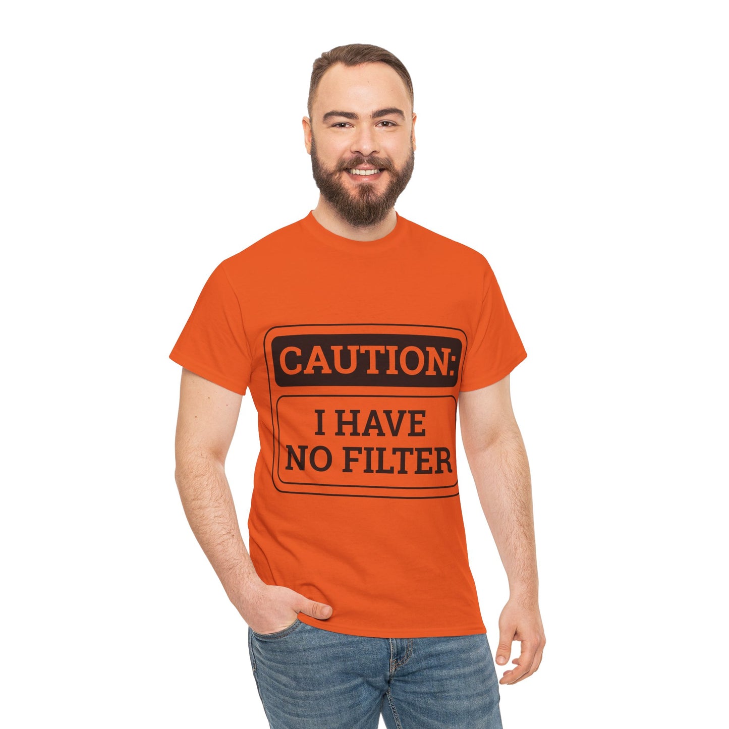 Caution I Have No Filter Unisex Heavy Cotton Tee