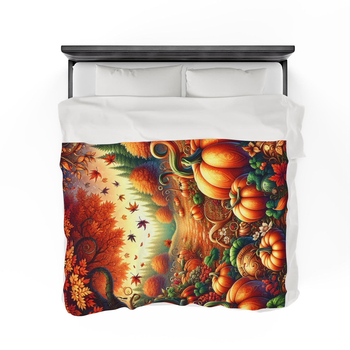 Autumn Scene Velveteen Plush Blanket, Ultra-Soft, Customizable, and Cozy for Home or Gifts