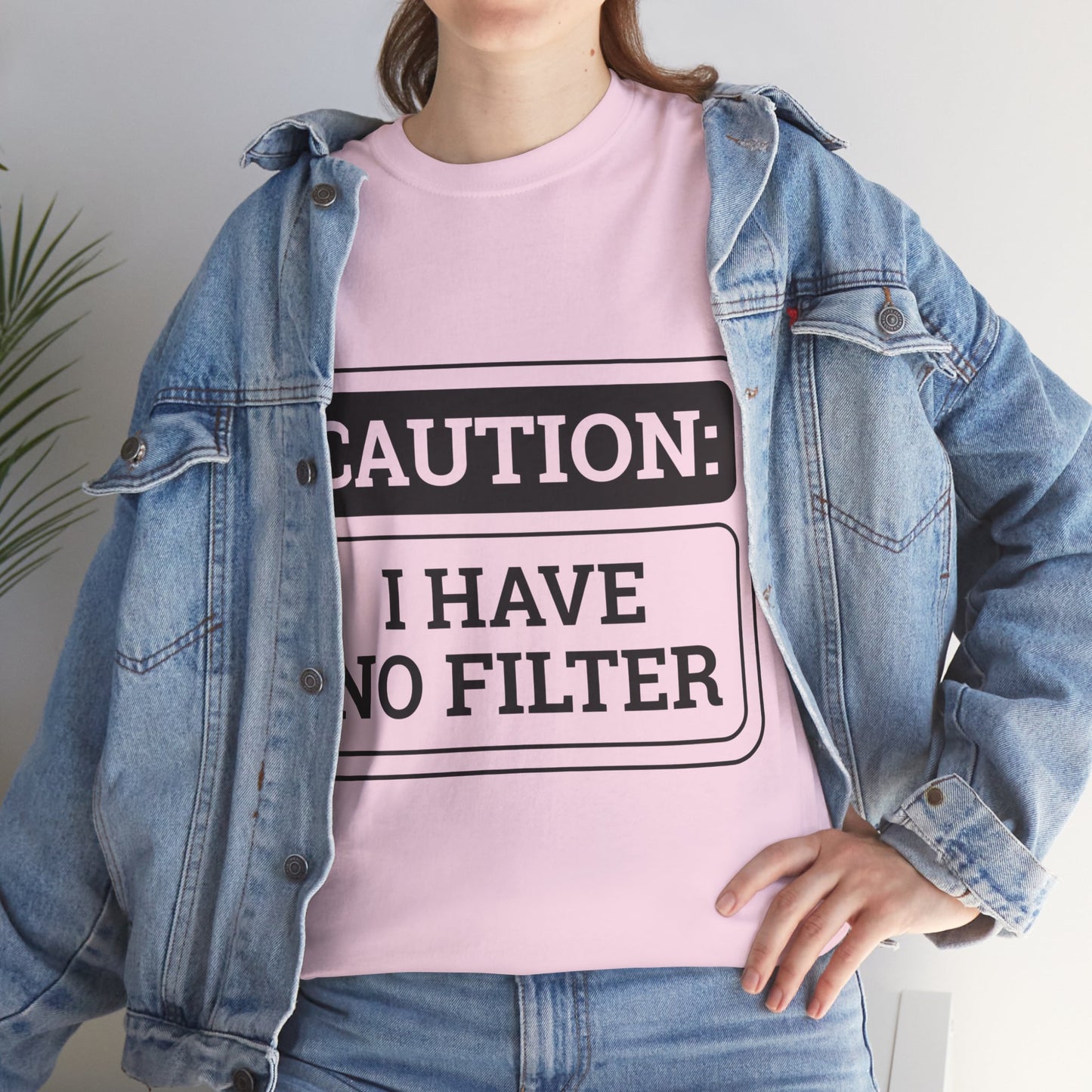 Caution I Have No Filter Unisex Heavy Cotton Tee