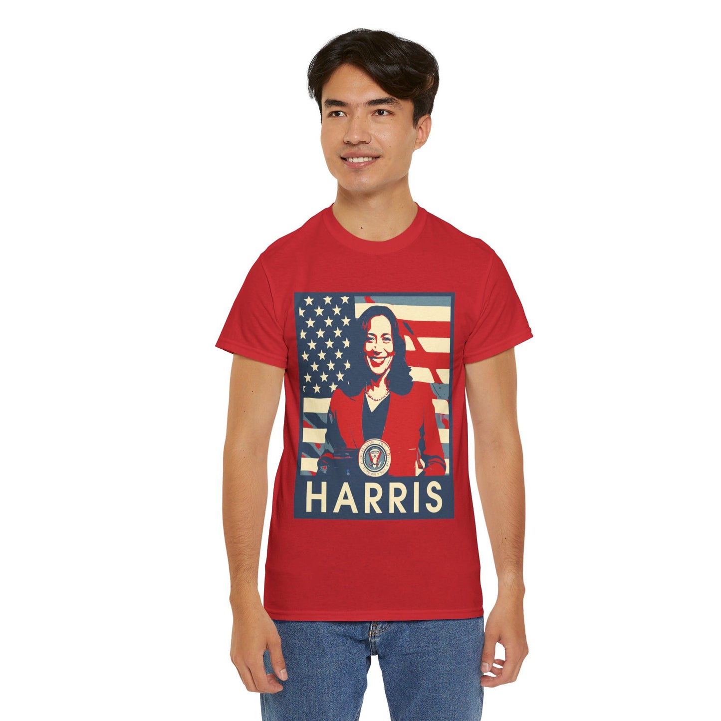 Kamala Harris American Flag Unisex Heavy Cotton Tee