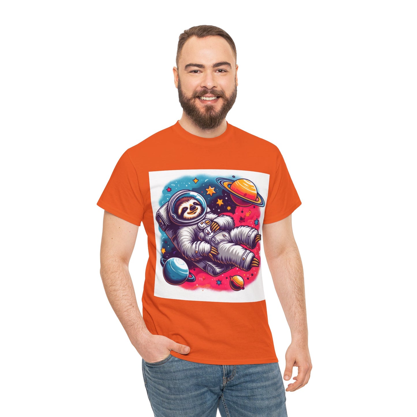 Sloth In Space Unisex Heavy Cotton Tee