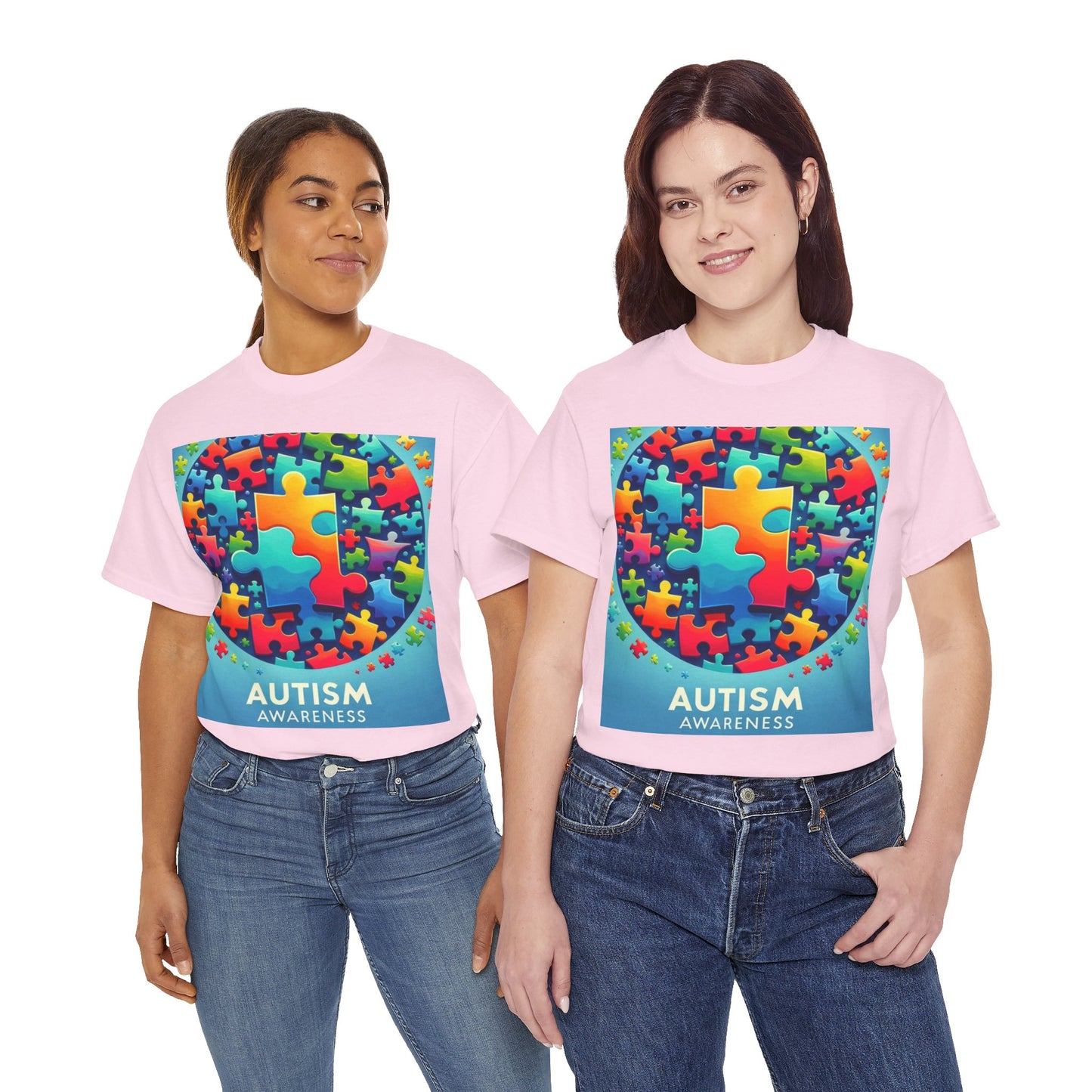 Puzzle Circle Autism Awareness Unisex Heavy Cotton Tee