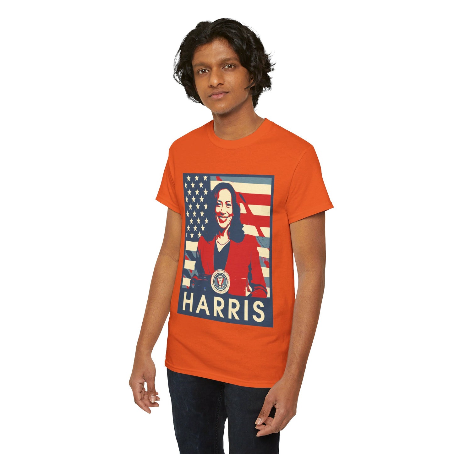 Kamala Harris American Flag Unisex Heavy Cotton Tee