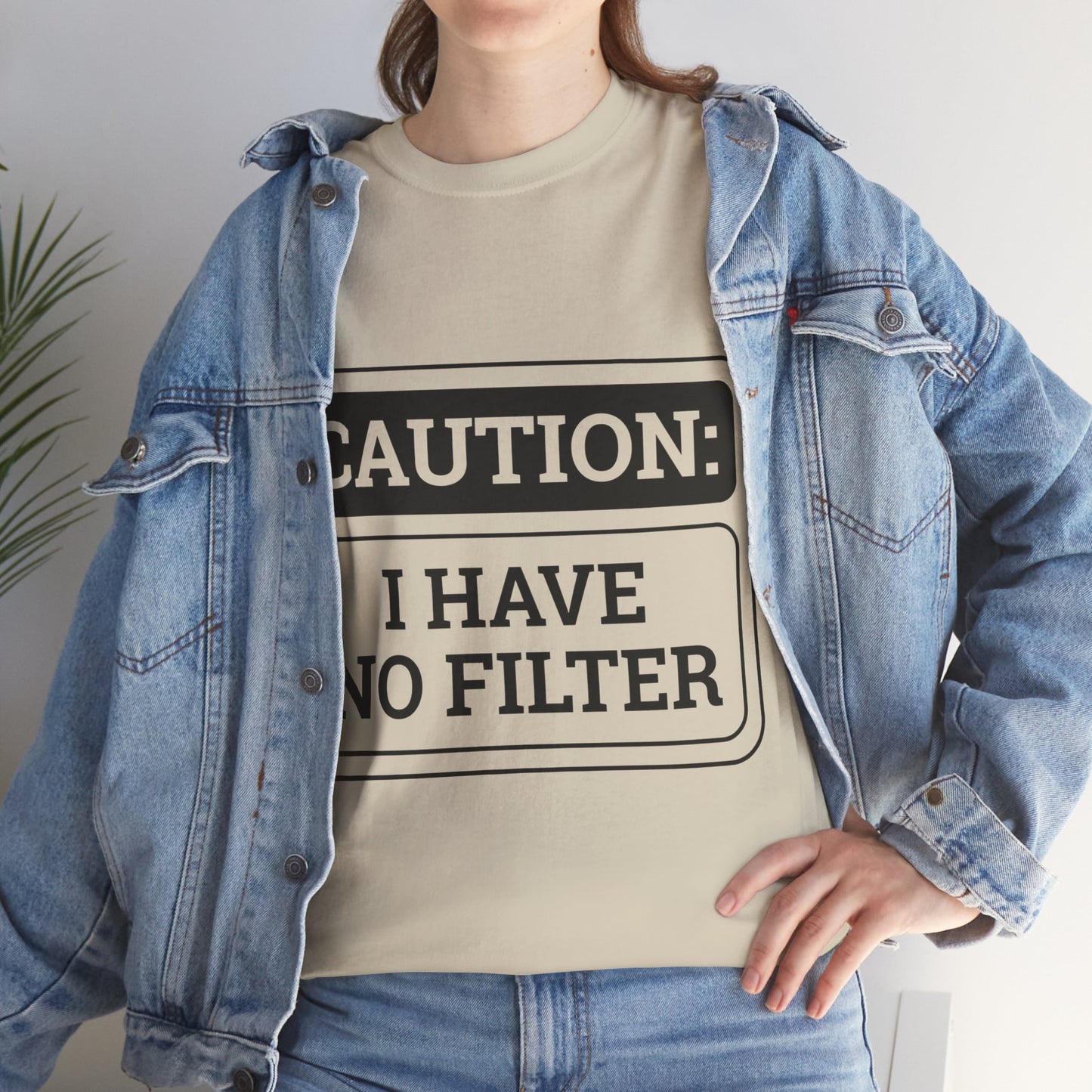 Caution I Have No Filter Unisex Heavy Cotton Tee