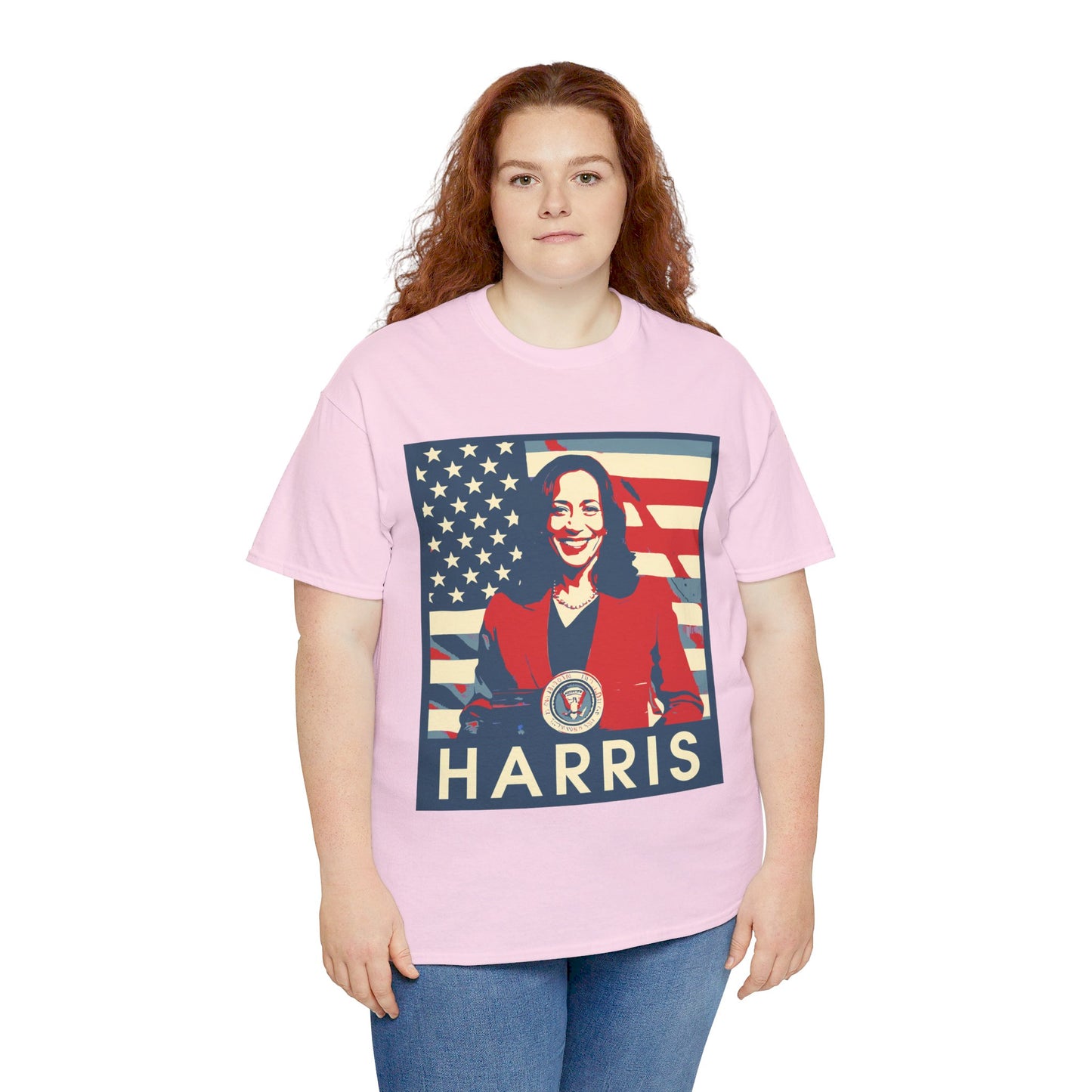 Kamala Harris American Flag Unisex Heavy Cotton Tee