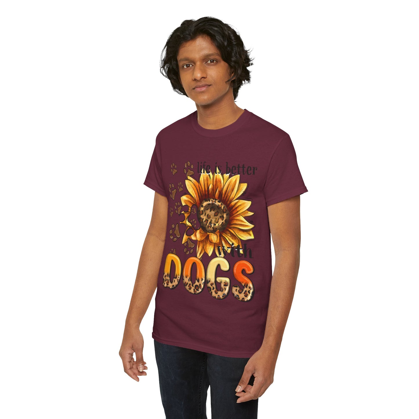 Life Is Better With Dogs Unisex Heavy Cotton Tee