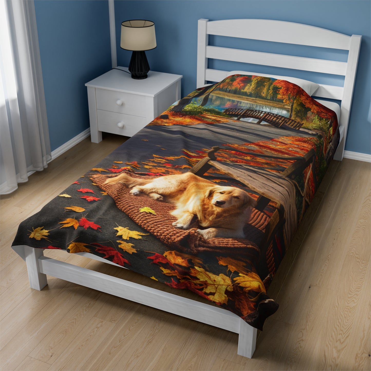 Autumn Puppy Velveteen Plush Blanket