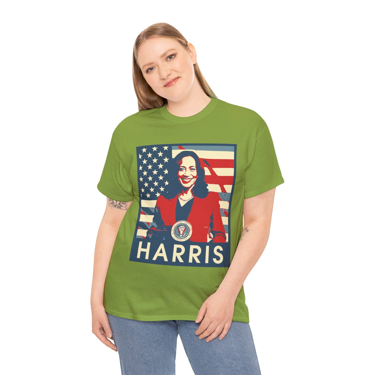 Kamala Harris American Flag Unisex Heavy Cotton Tee