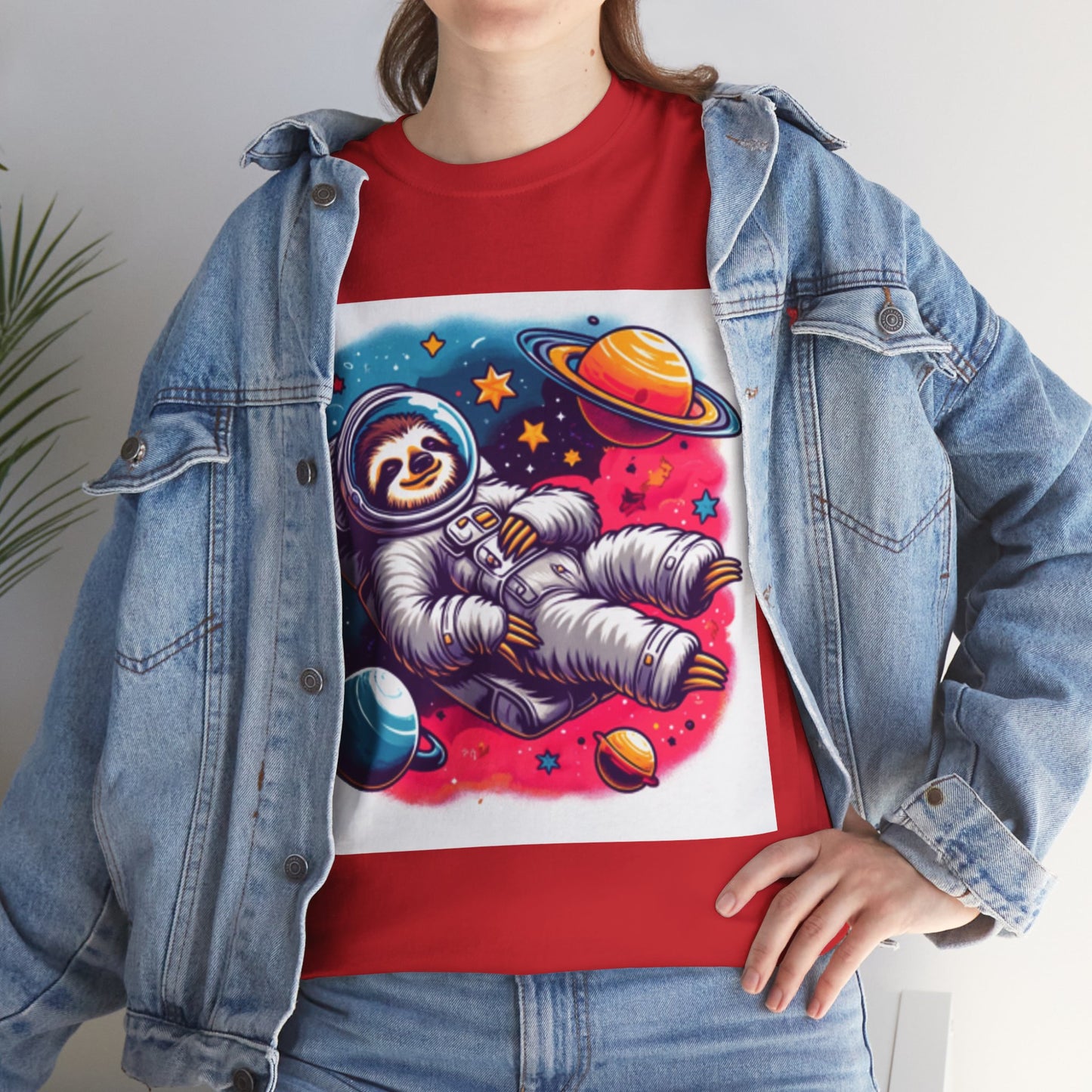 Sloth In Space Unisex Heavy Cotton Tee