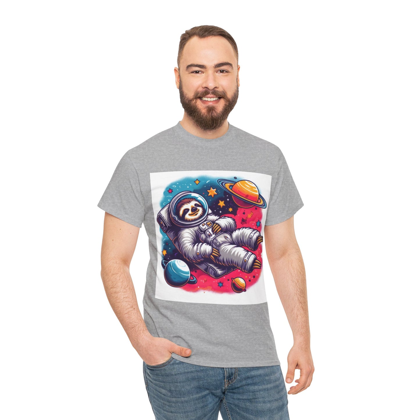 Sloth In Space Unisex Heavy Cotton Tee