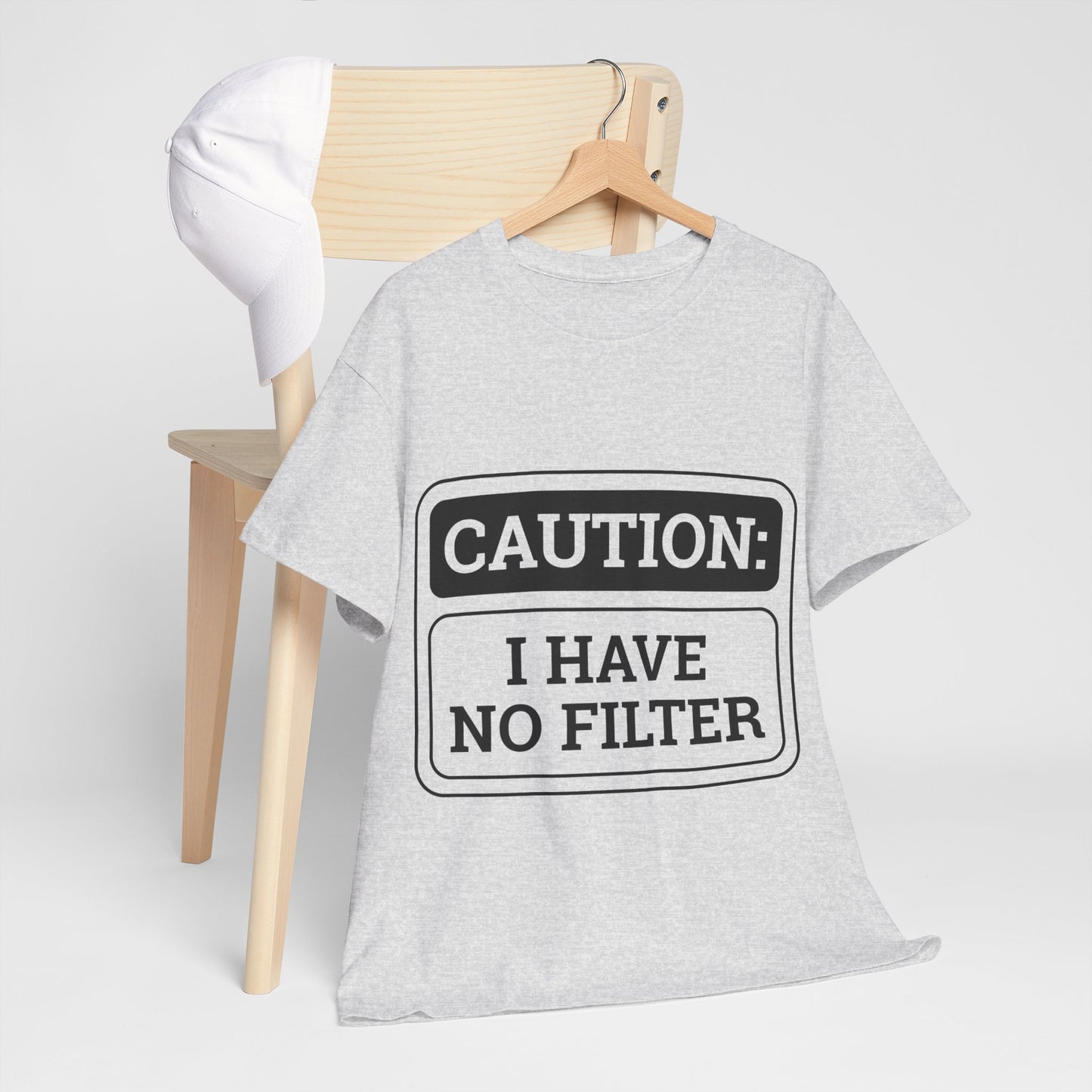 Caution I Have No Filter Unisex Heavy Cotton Tee