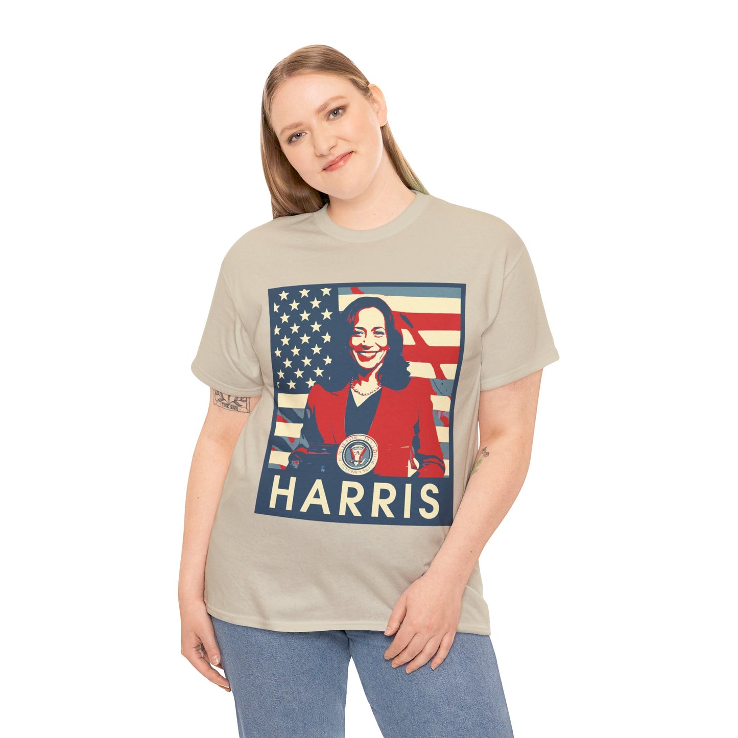 Kamala Harris American Flag Unisex Heavy Cotton Tee