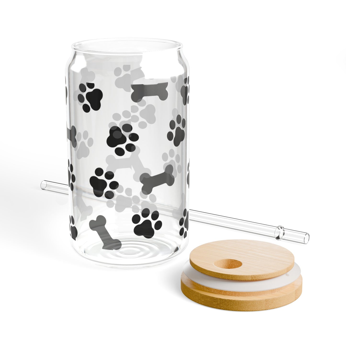 Dog Paw Sipper Glass, 16oz