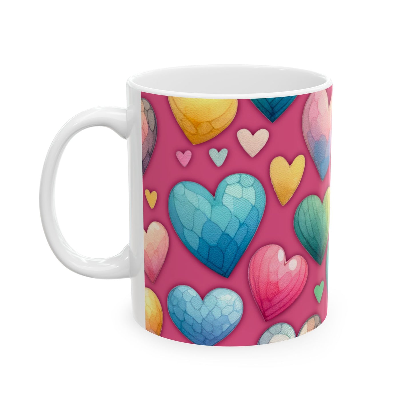 Pastel Hearts Mug Ceramic Mug, (11oz, 15oz)