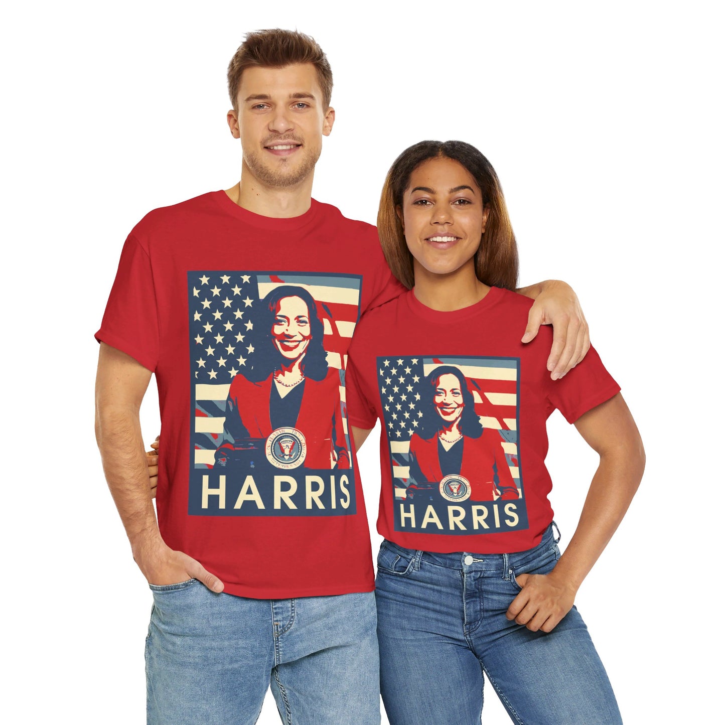 Kamala Harris American Flag Unisex Heavy Cotton Tee