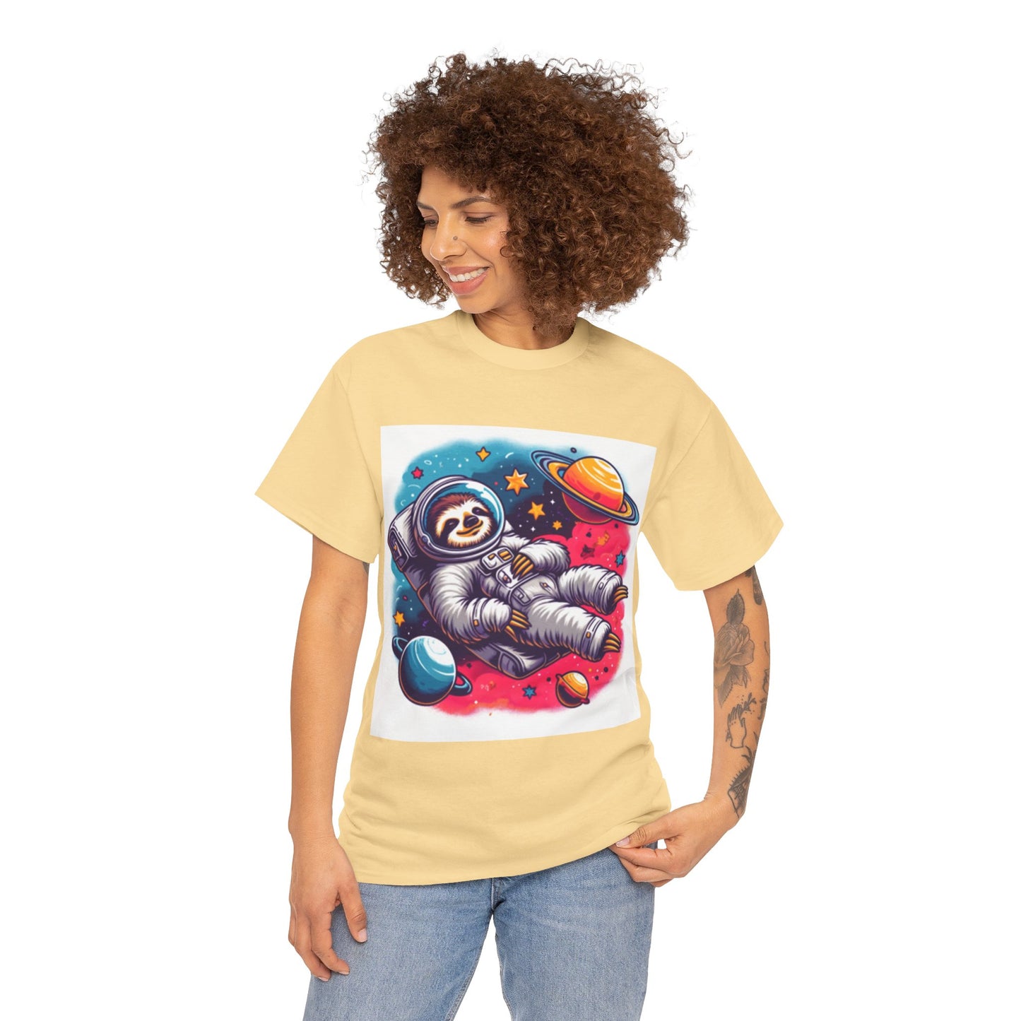 Sloth In Space Unisex Heavy Cotton Tee