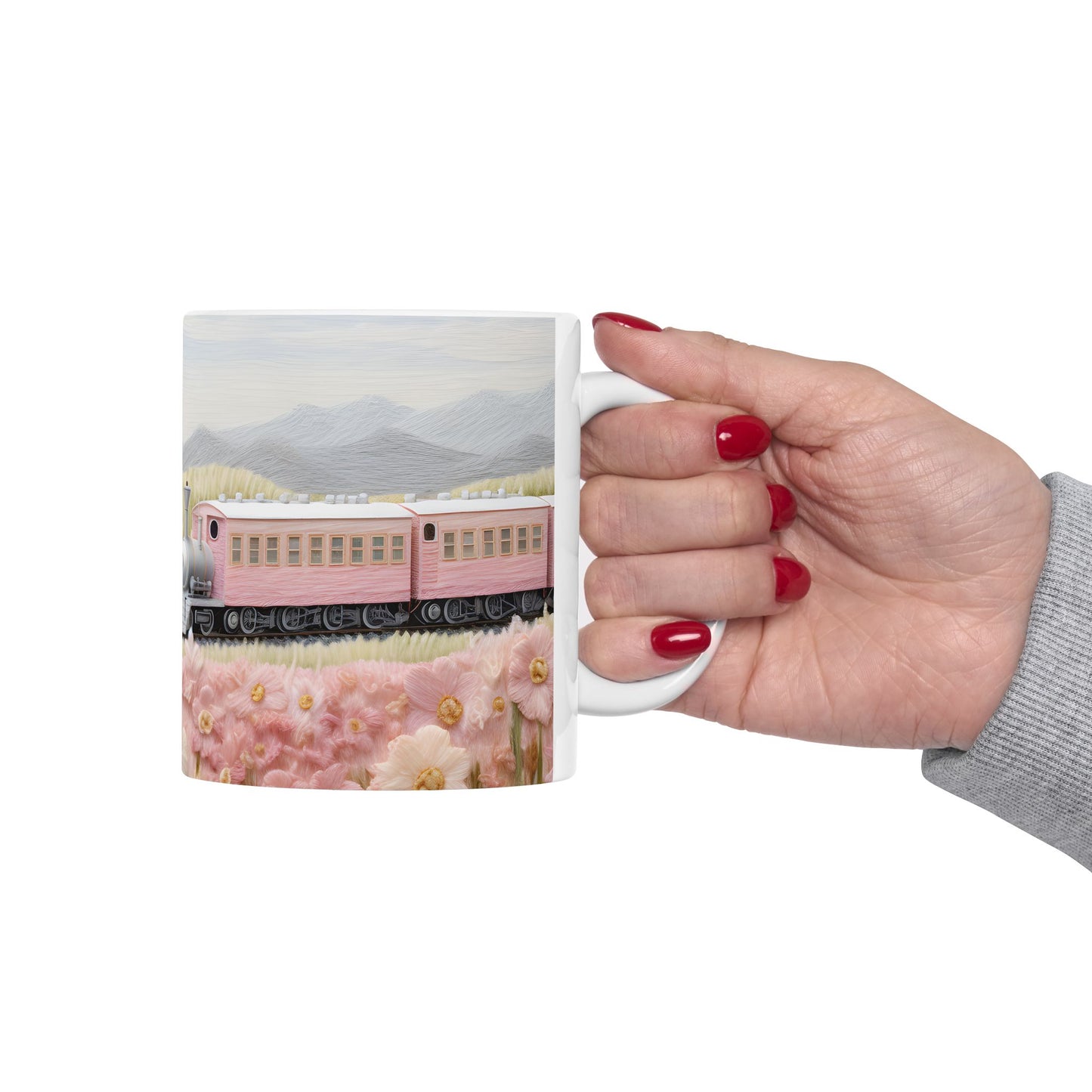 Pink Train Ceramic Mug, (11oz, 15oz)