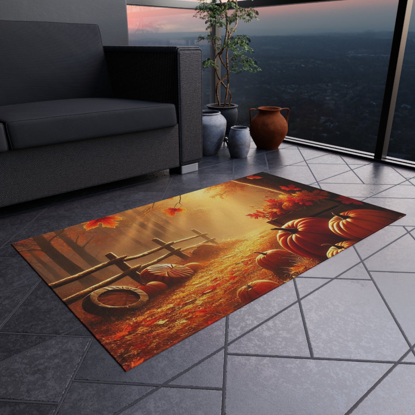 Autumn Fall Pumpkin Outdoor Rug