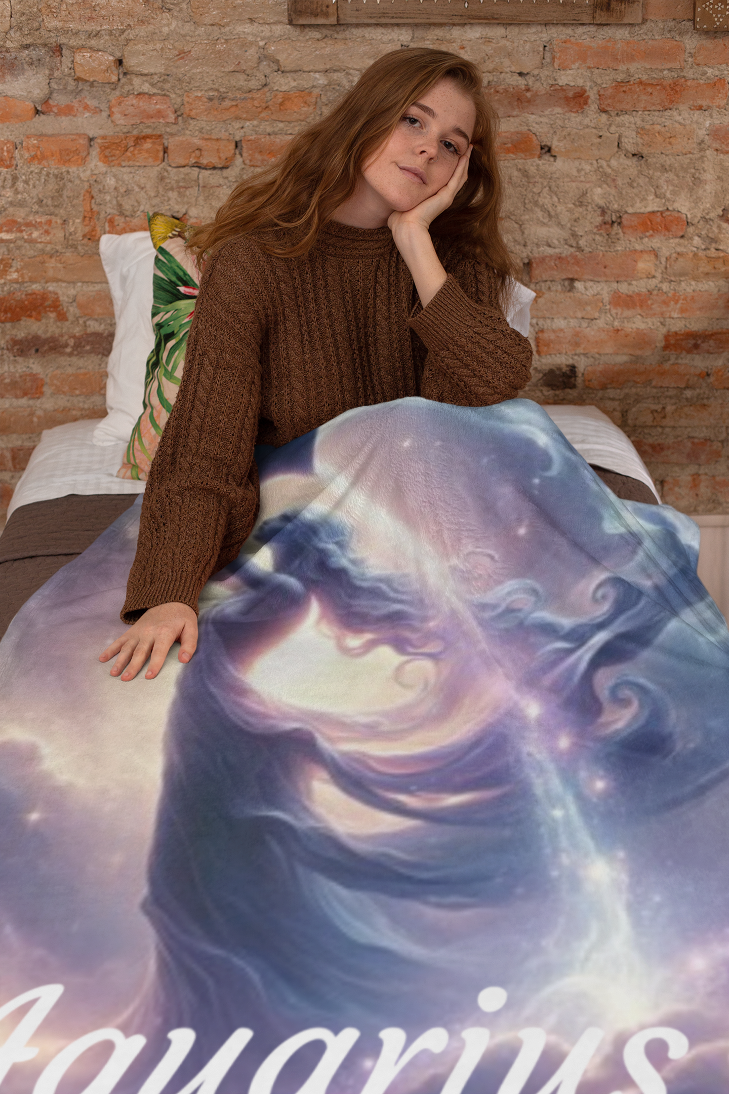 Aquarius Zodiac Sign Velveteen Plush Blanket