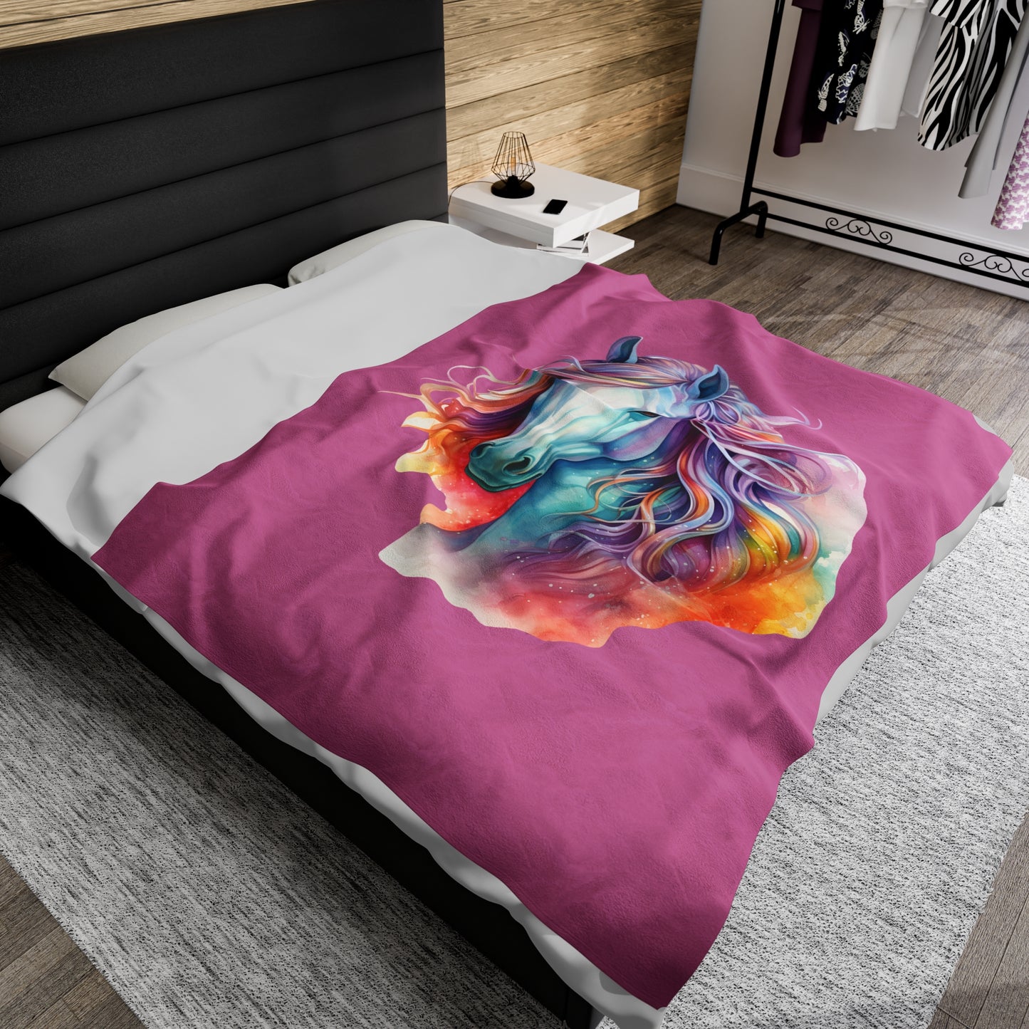 Unicorn Velveteen Plush Blanket, Ultra-Soft, Customizable, and Cozy for Home or Gifts