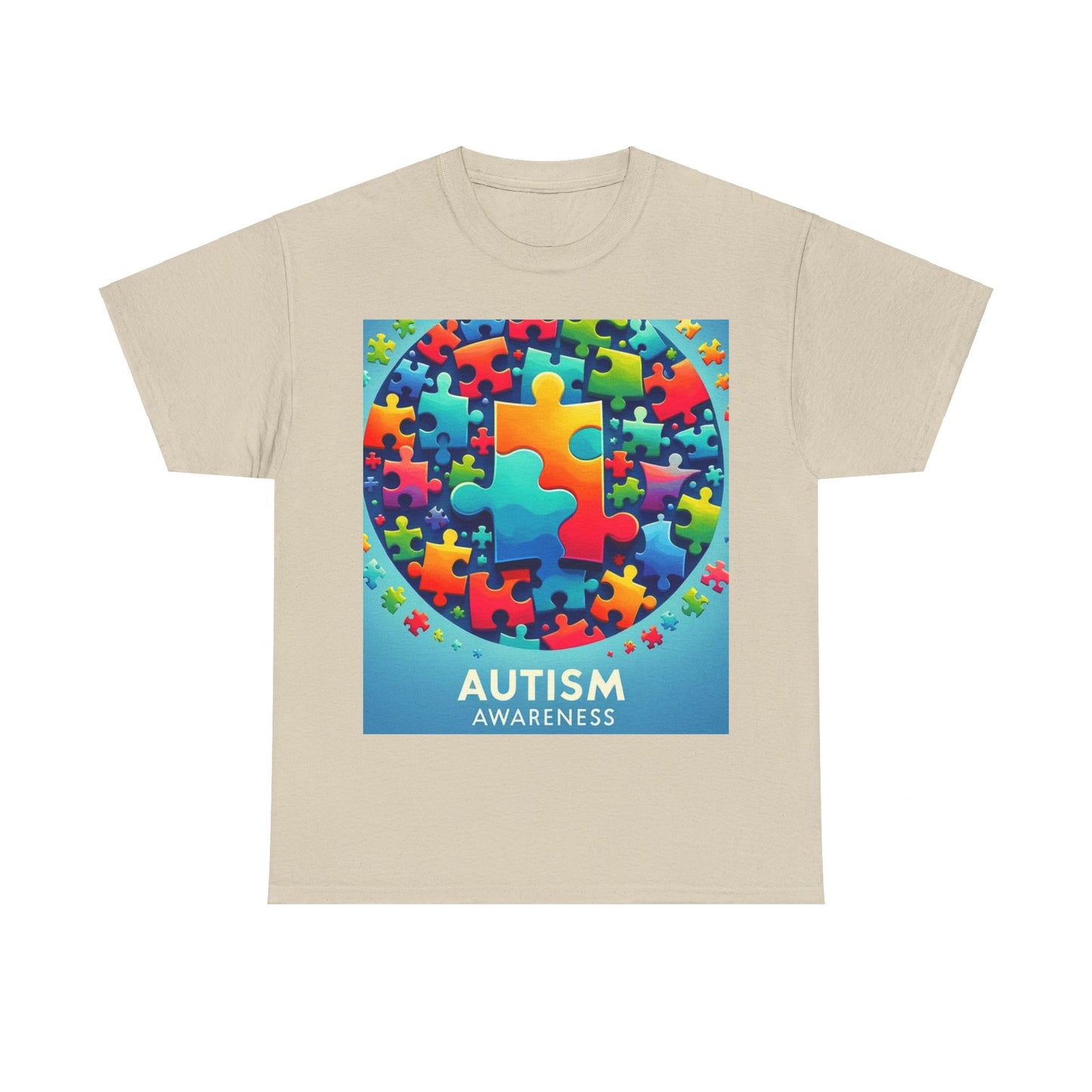 Puzzle Circle Autism Awareness Unisex Heavy Cotton Tee