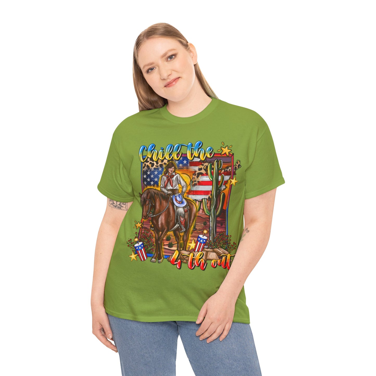 Cowgirl 4th of July Unisex Heavy Cotton Tee