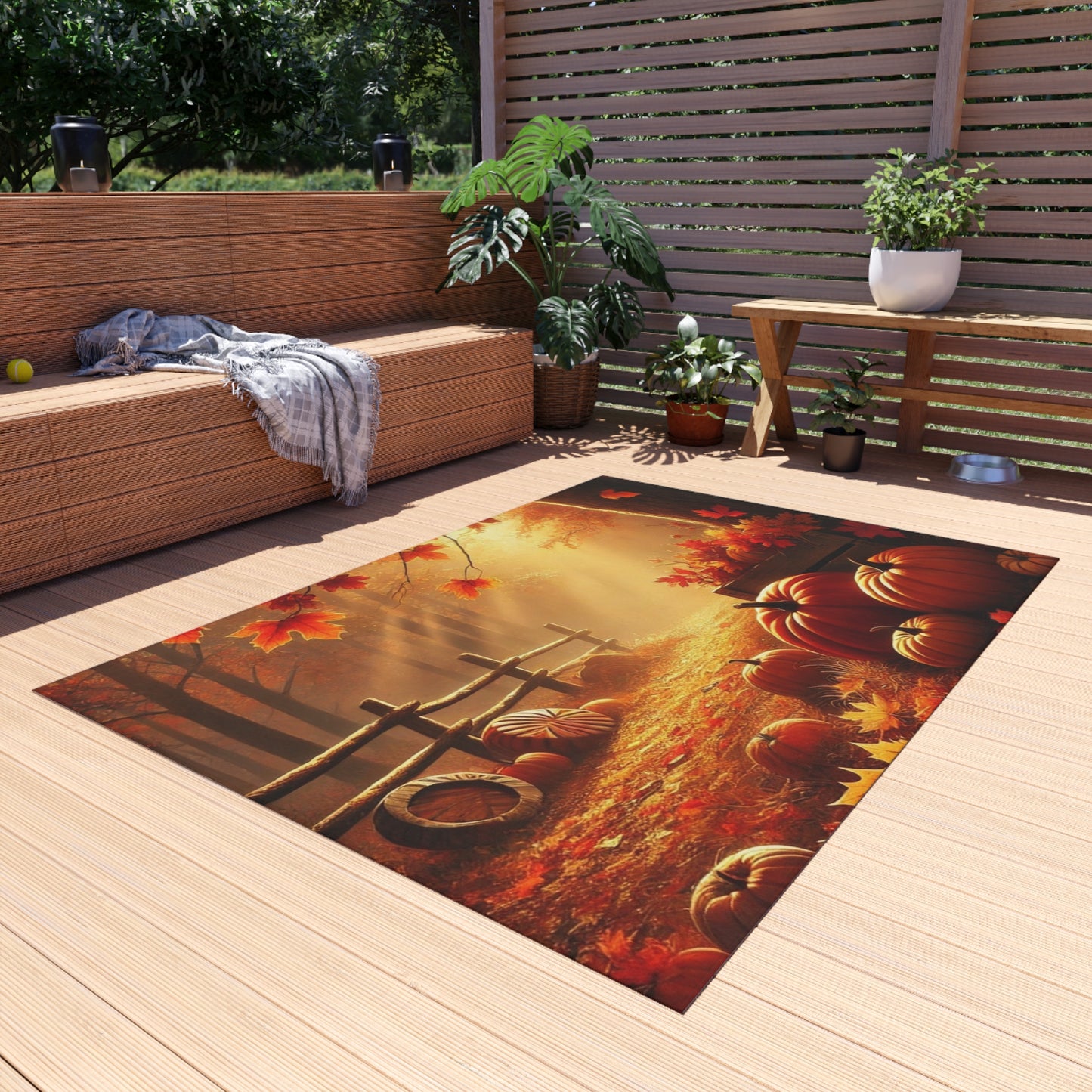 Autumn Fall Pumpkin Outdoor Rug