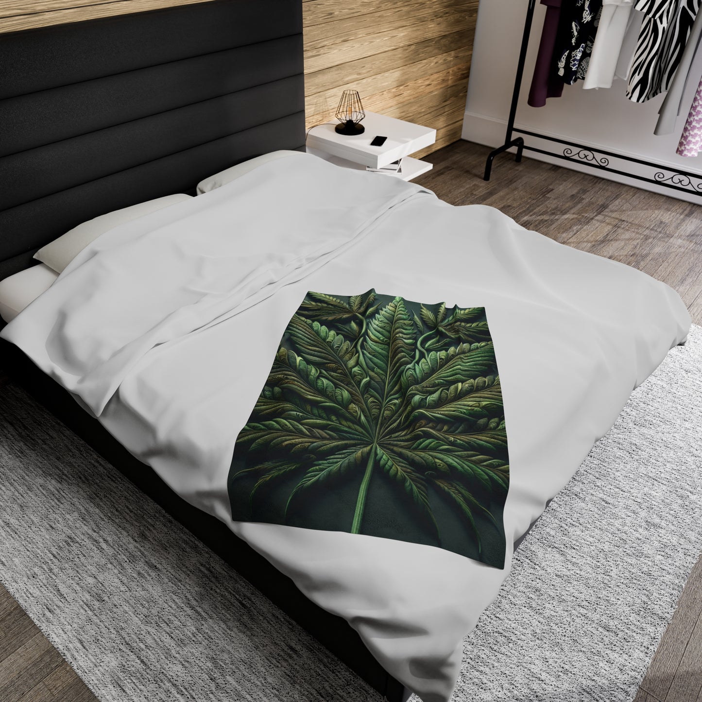 Cannabis Leaf Velveteen Plush Blanket, Ultra-Soft, Customizable, and Cozy for Home or Gifts