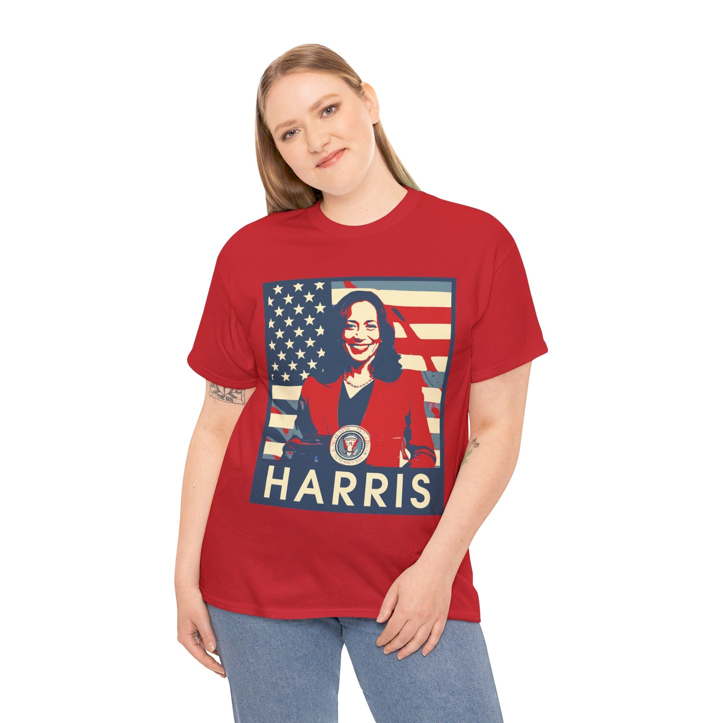 Kamala Harris American Flag Unisex Heavy Cotton Tee