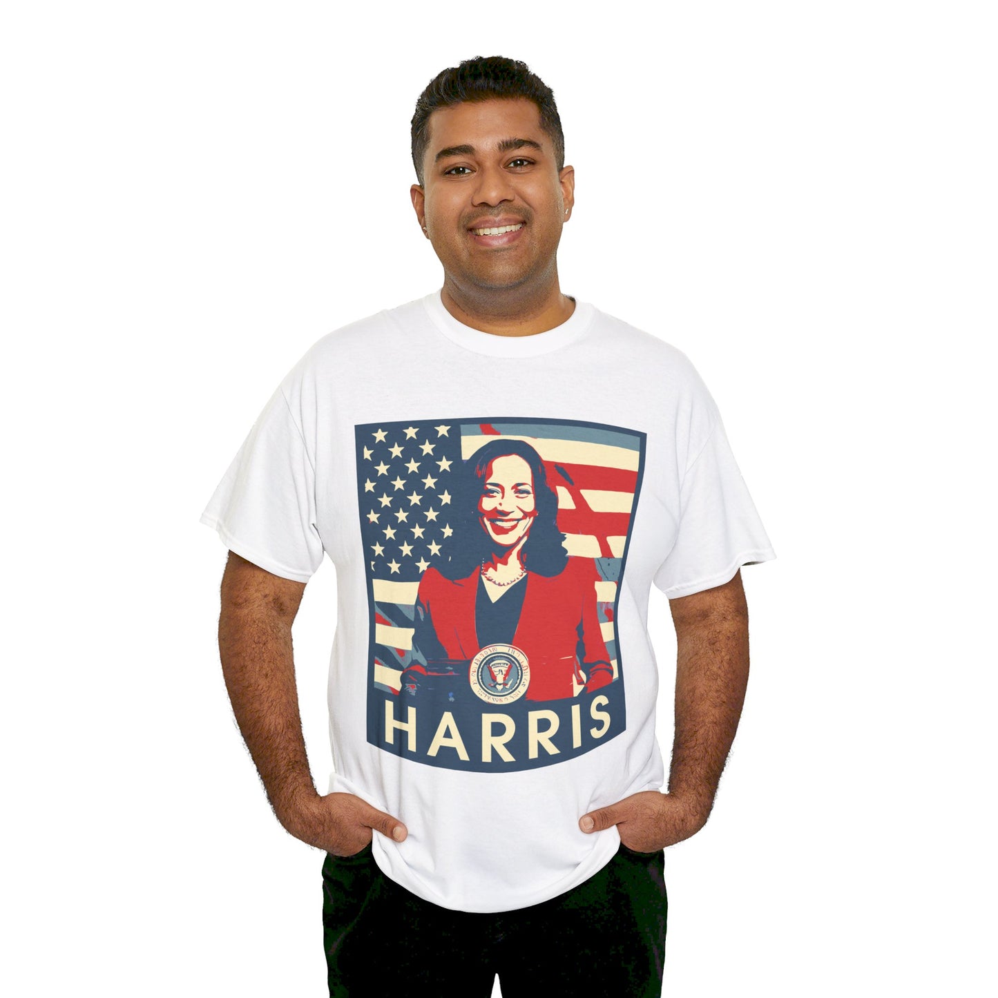 Kamala Harris American Flag Unisex Heavy Cotton Tee