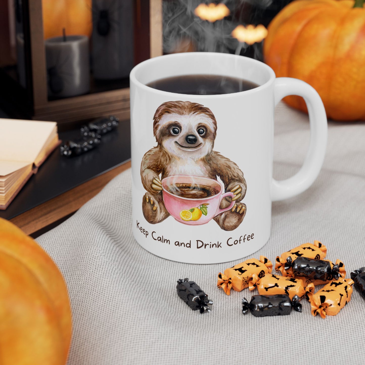 Drink Coffee Sloth Ceramic Mug, (11oz, 15oz)